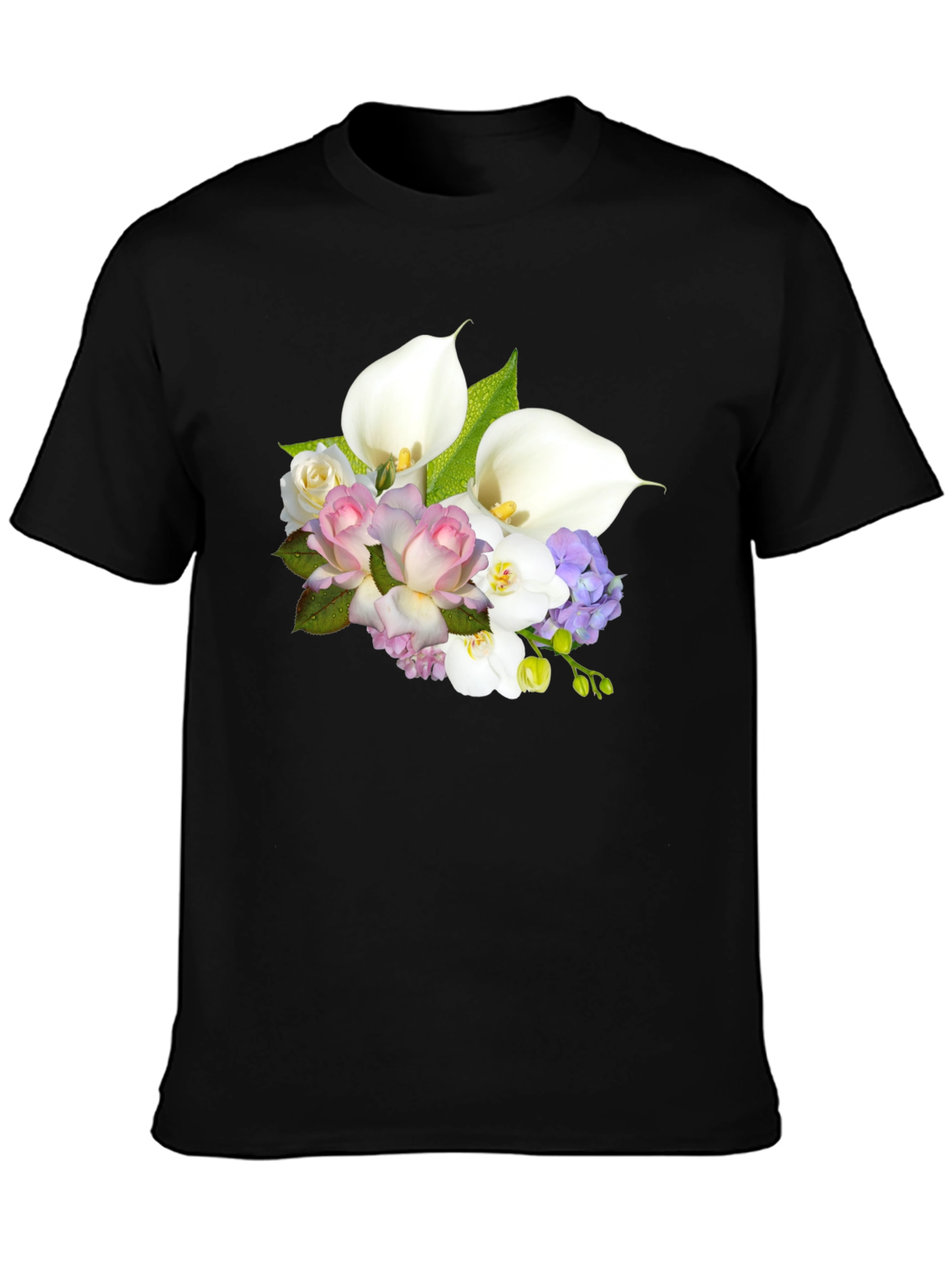 Floral Bouquet Black T-Shirt