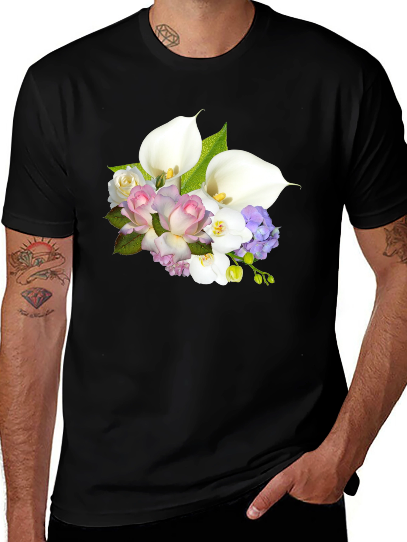 Floral Bouquet Black T-Shirt