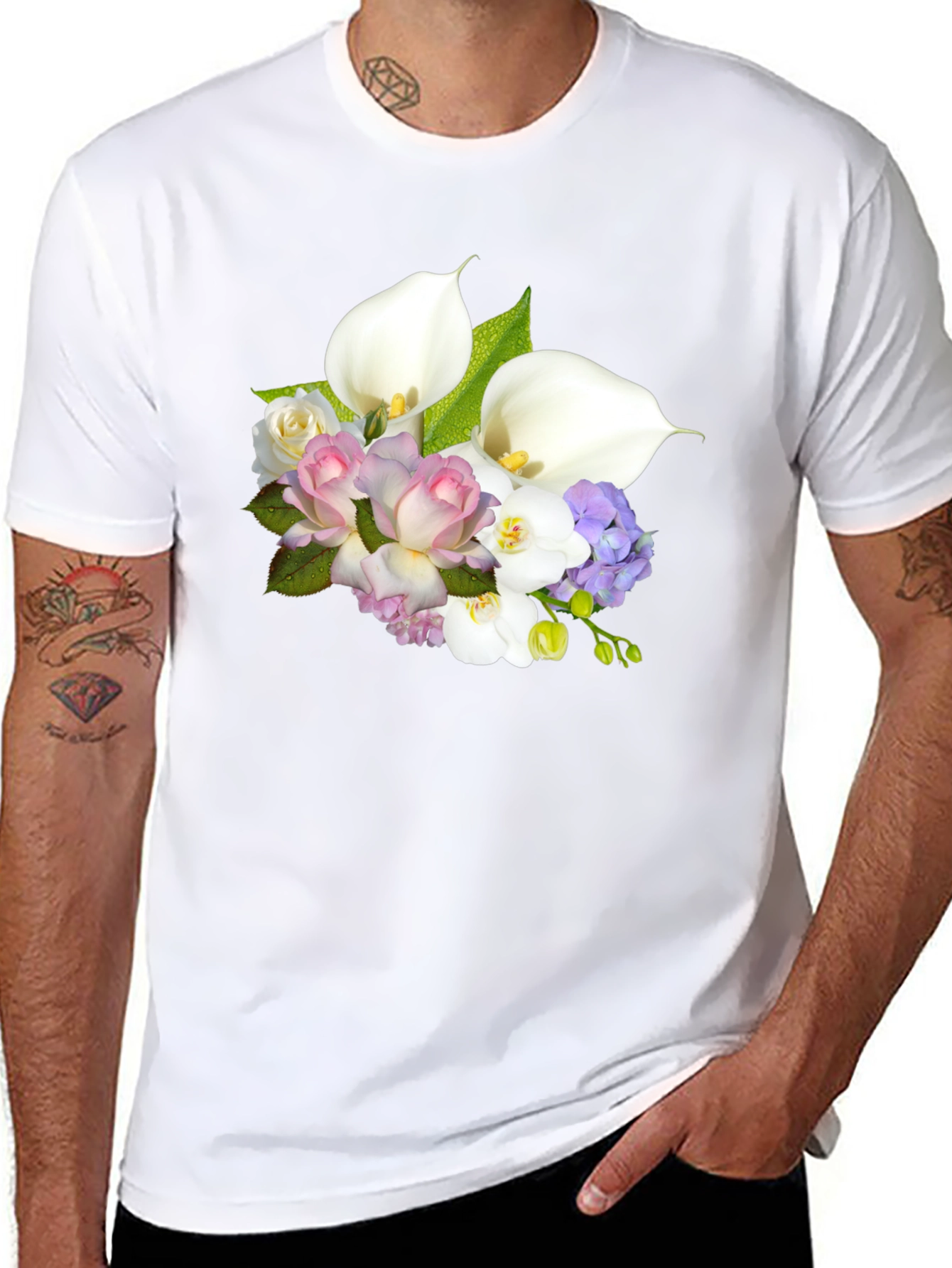 Floral Bouquet Black T-Shirt