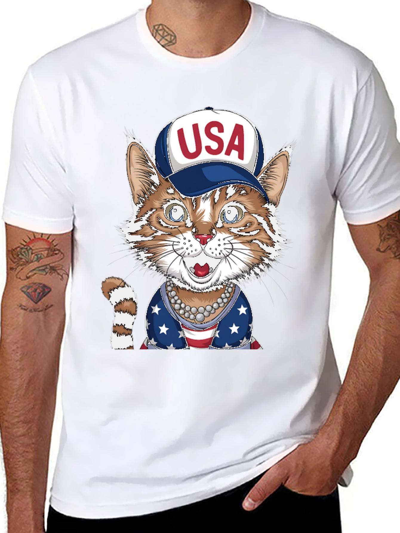 Patriotic Cat T-Shirt - USA Pride Tee