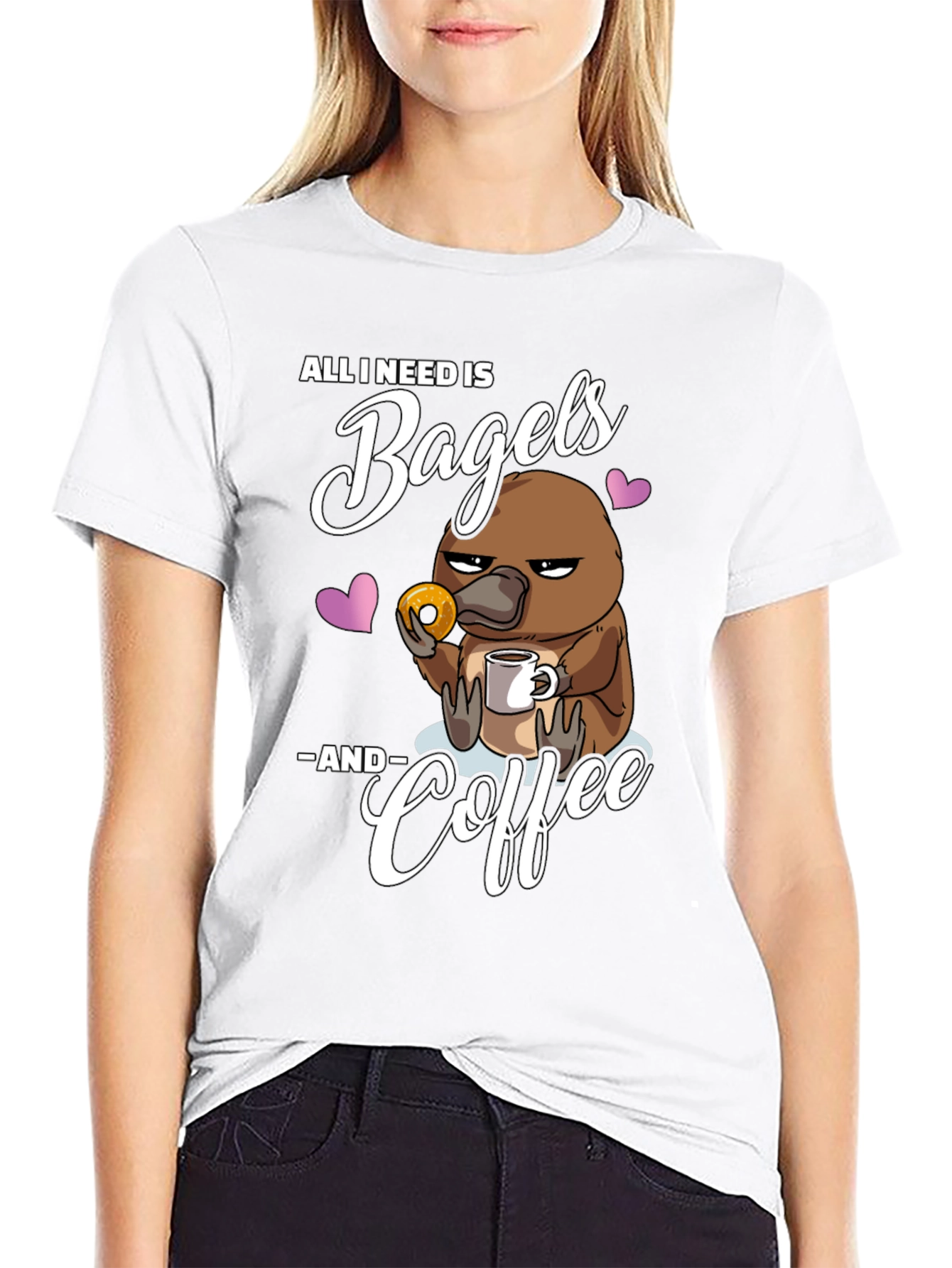Bagels and Coffee Platypus T-Shirt