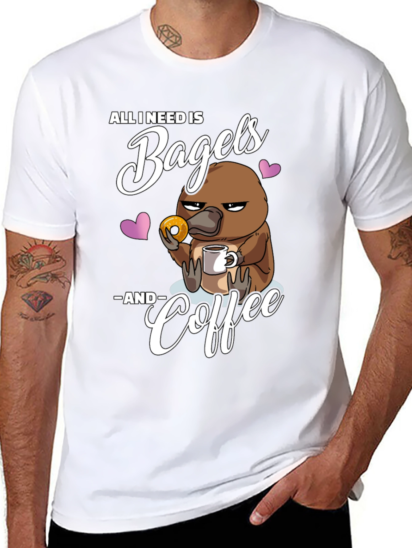 Bagels and Coffee Platypus T-Shirt