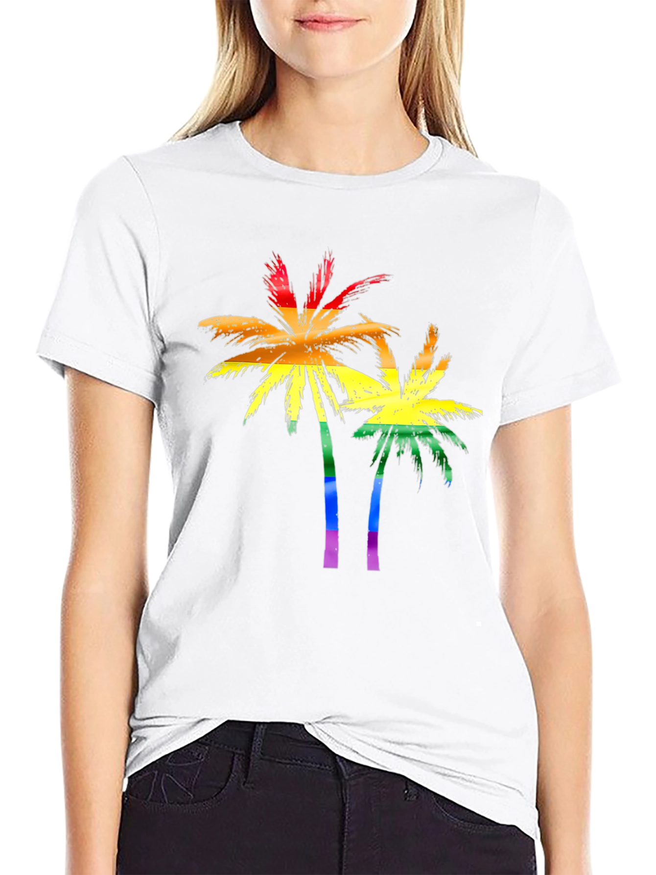 Rainbow Palm Tree T-Shirt - Tropical Pride