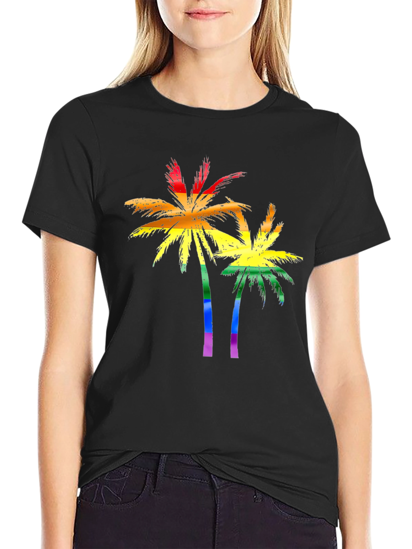 Rainbow Palm Tree T-Shirt - Tropical Pride