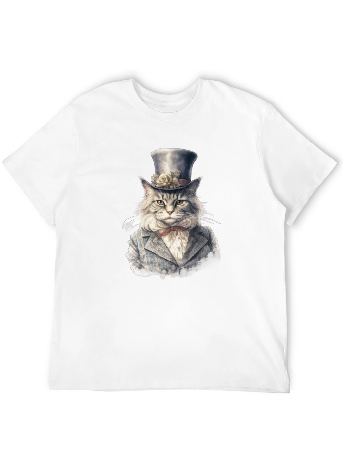 Dapper Cat T-Shirt - Gentleman Feline Top Hat Design