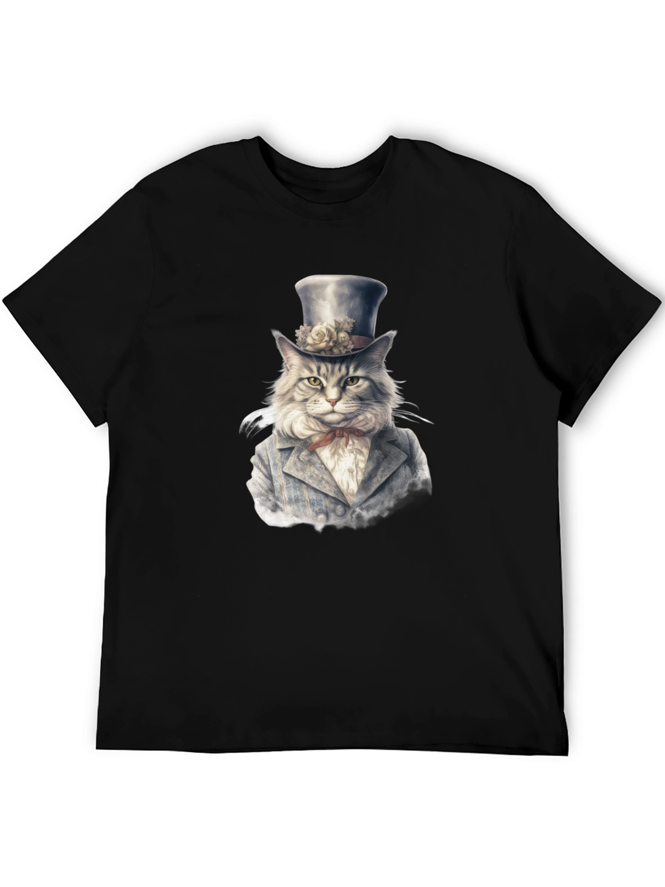 Dapper Cat T-Shirt - Gentleman Feline Top Hat Design