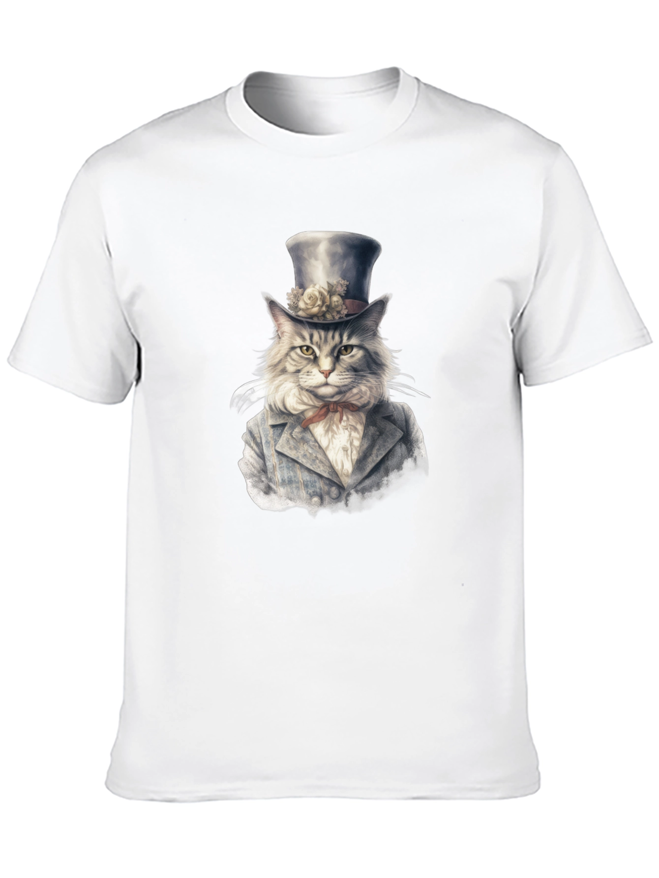 Dapper Cat T-Shirt - Gentleman Feline Top Hat Design