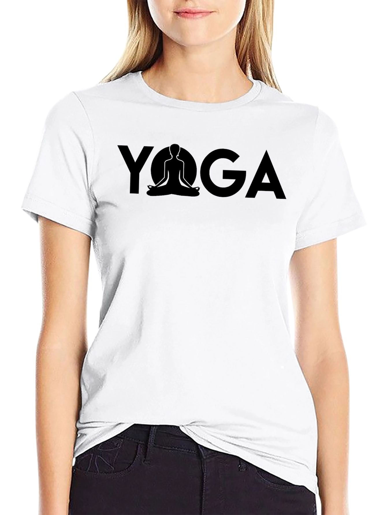 Yoga Graphic Tee - Black Cotton Comfort