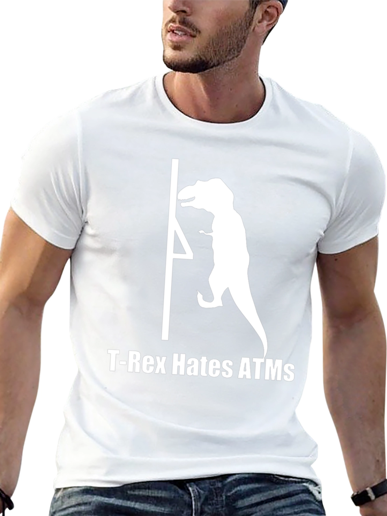 T-Rex Hates ATMs Funny Graphic T-Shirt