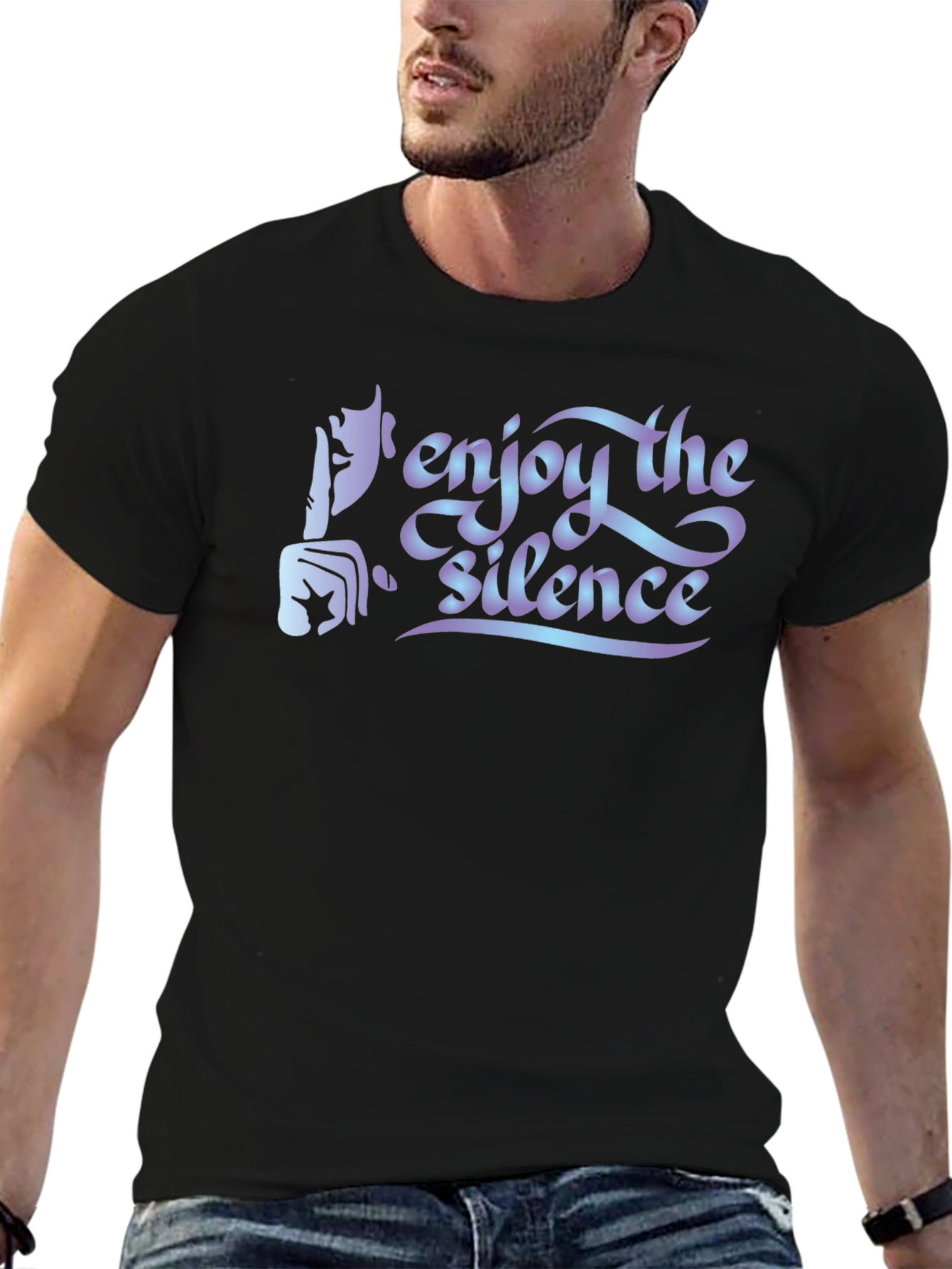 Enjoy the Silence Graphic Tee - Soft Black Cotton