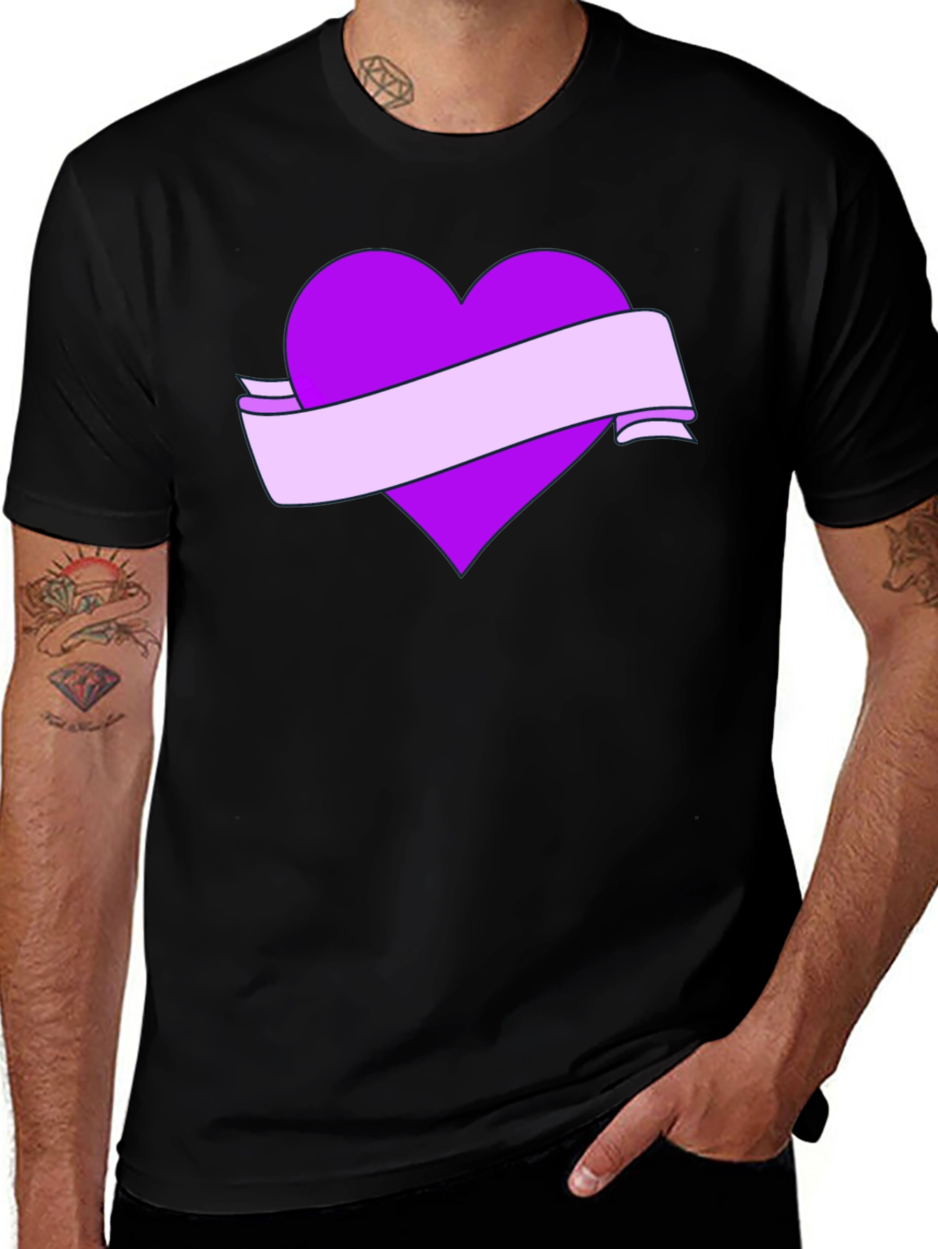 Heart Banner Graphic T-Shirt - Black