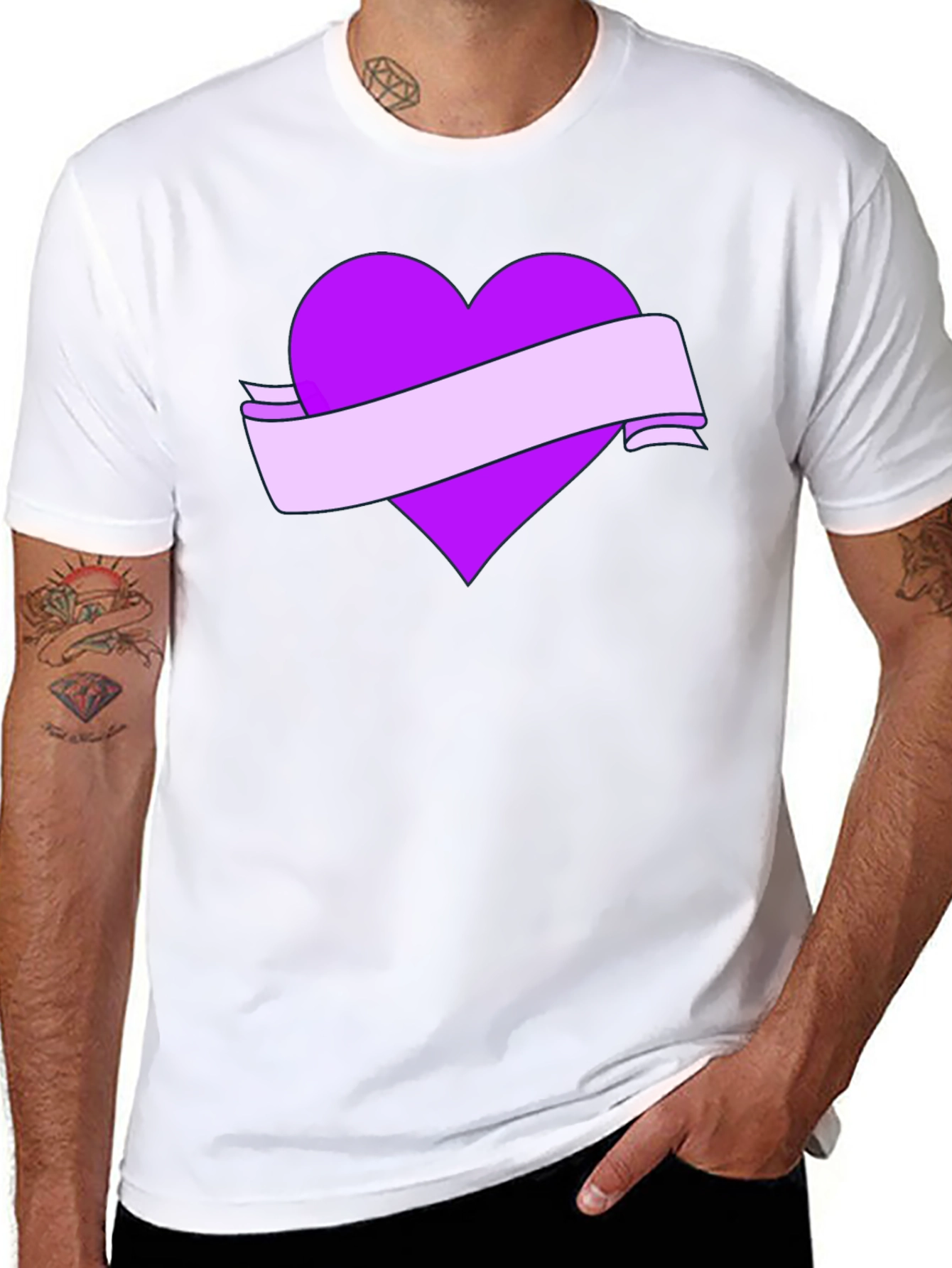 Heart Banner Graphic T-Shirt - Black
