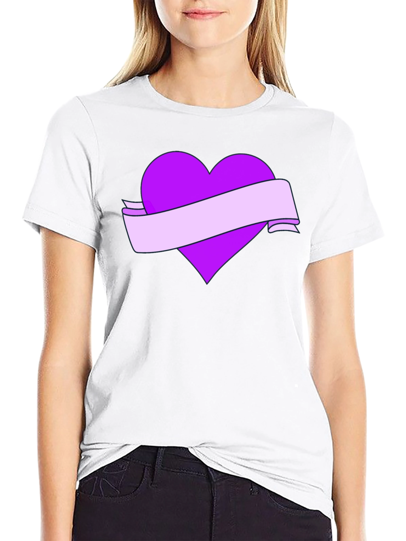 Heart Banner Graphic T-Shirt - Black