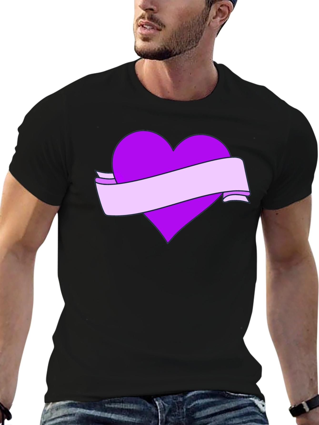 Heart Banner Graphic T-Shirt - Black
