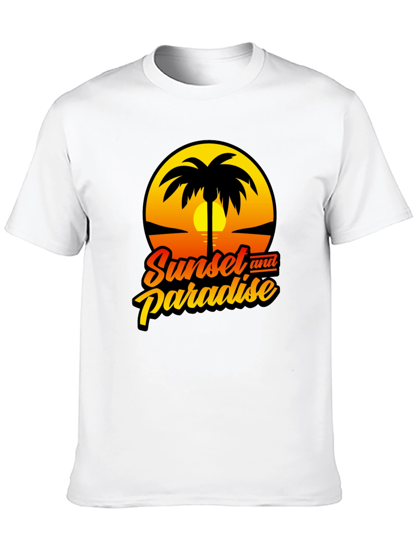 Sunset Paradise Graphic Black T-Shirt