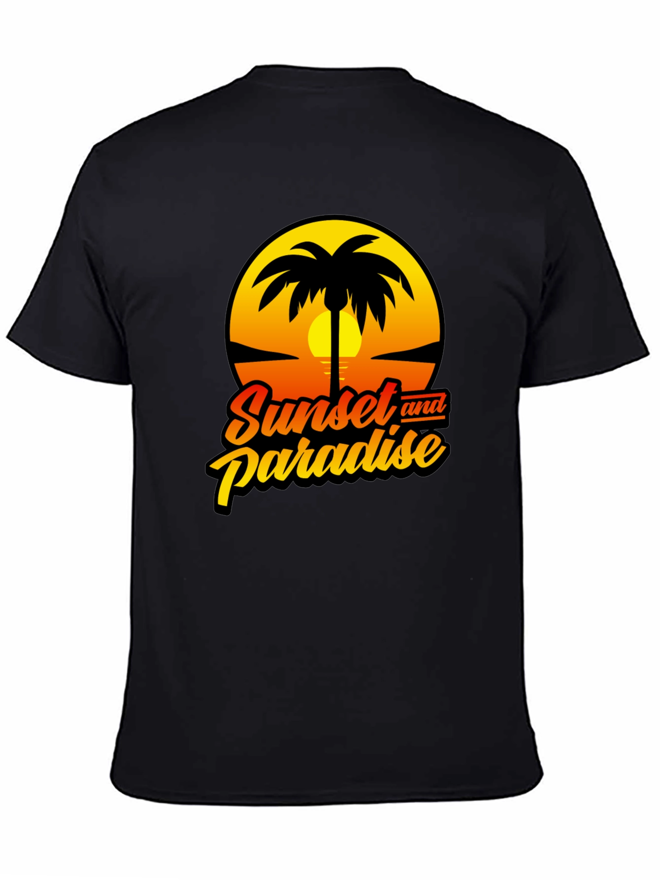 Sunset Paradise Graphic Black T-Shirt