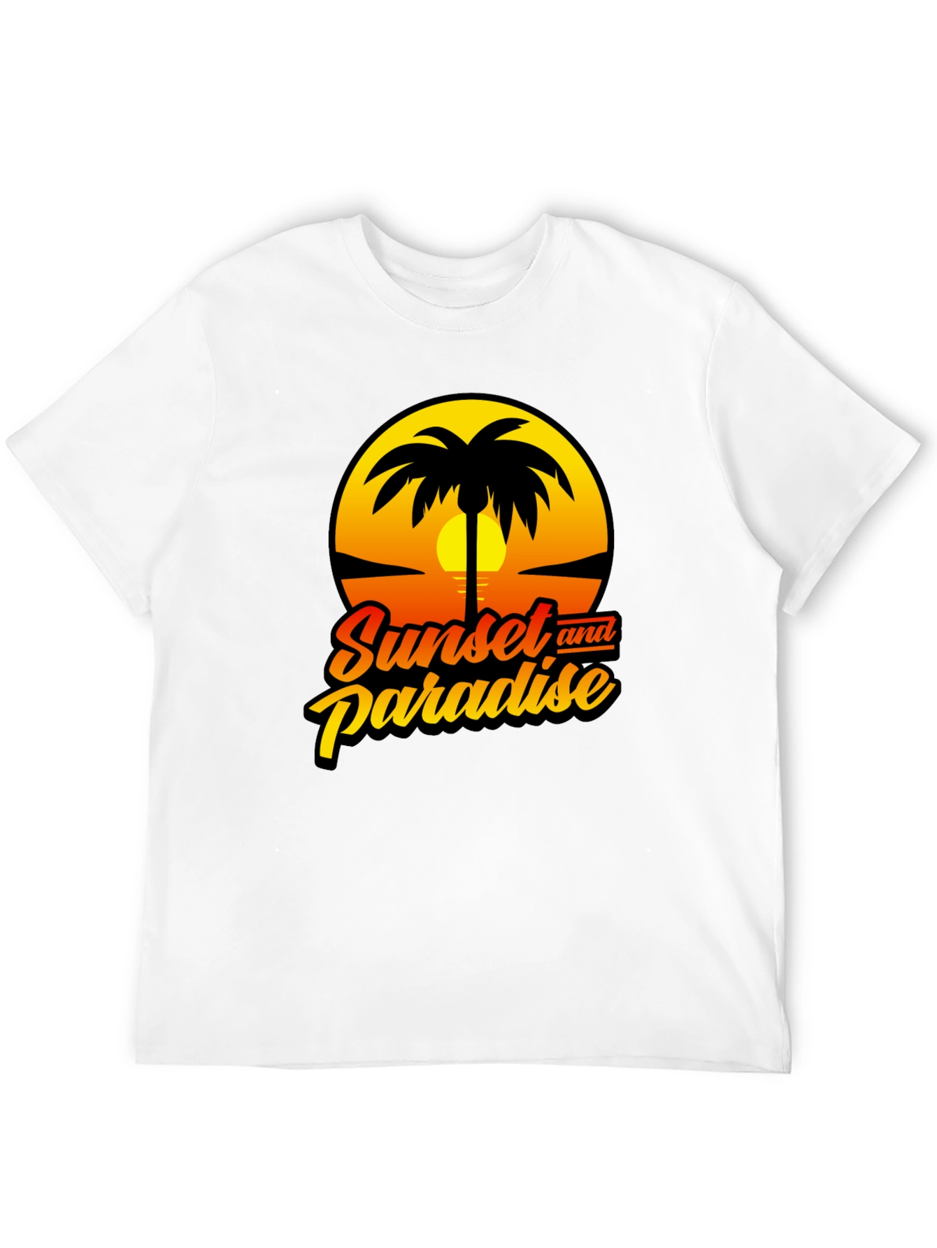 Sunset Paradise Graphic Black T-Shirt
