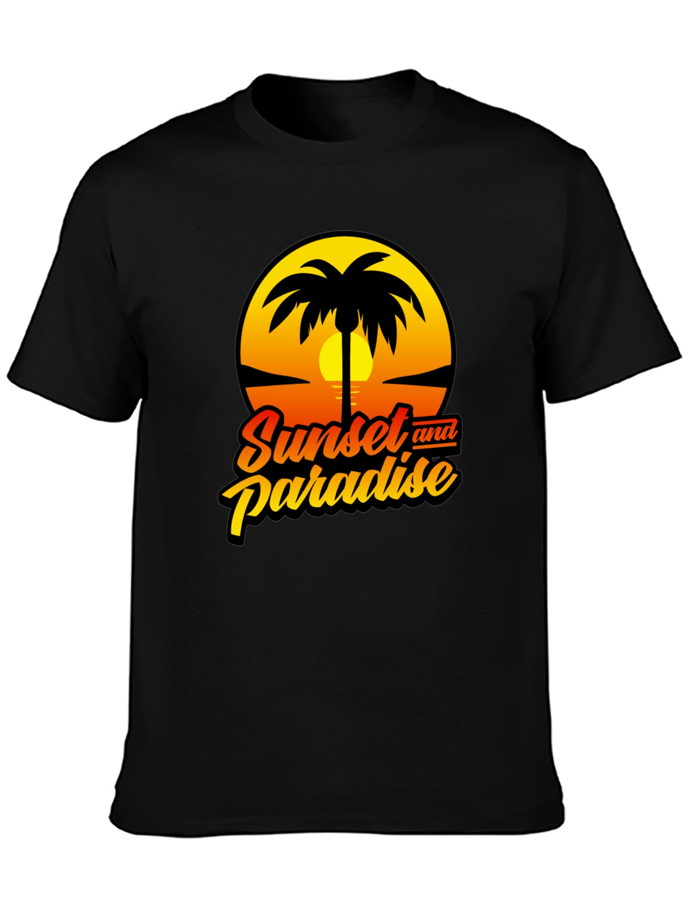 Sunset Paradise Graphic Black T-Shirt