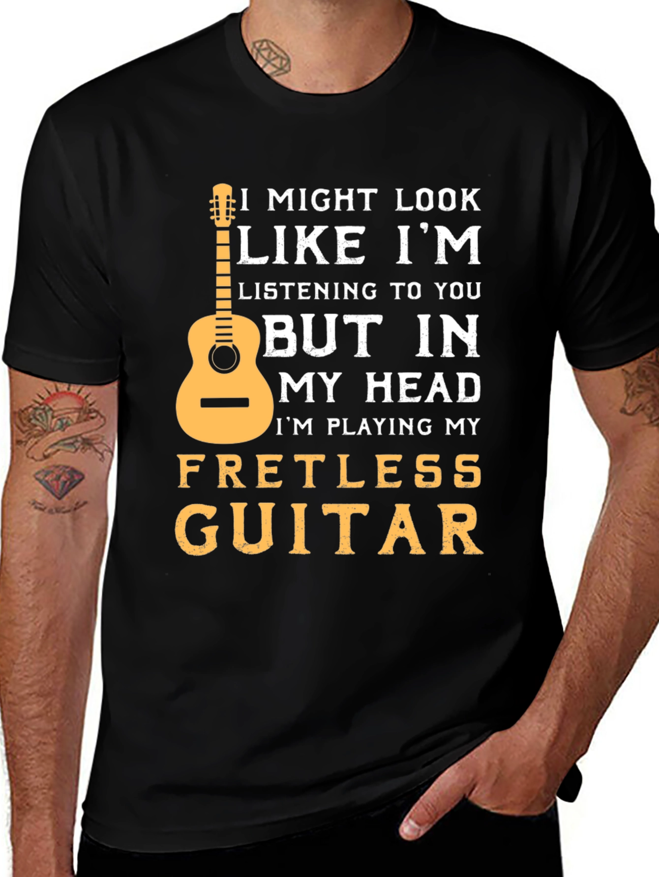 Fretless Guitar T-Shirt: Musician Novelty Tee
