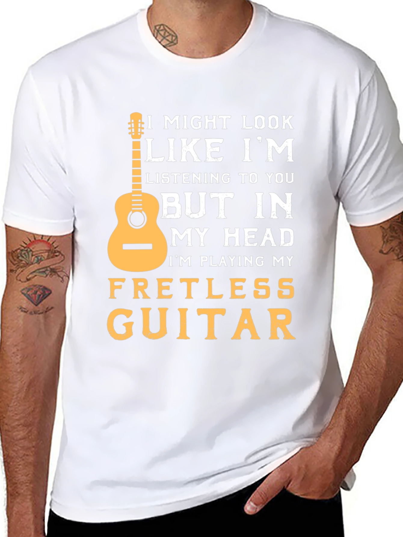 Fretless Guitar T-Shirt: Musician Novelty Tee