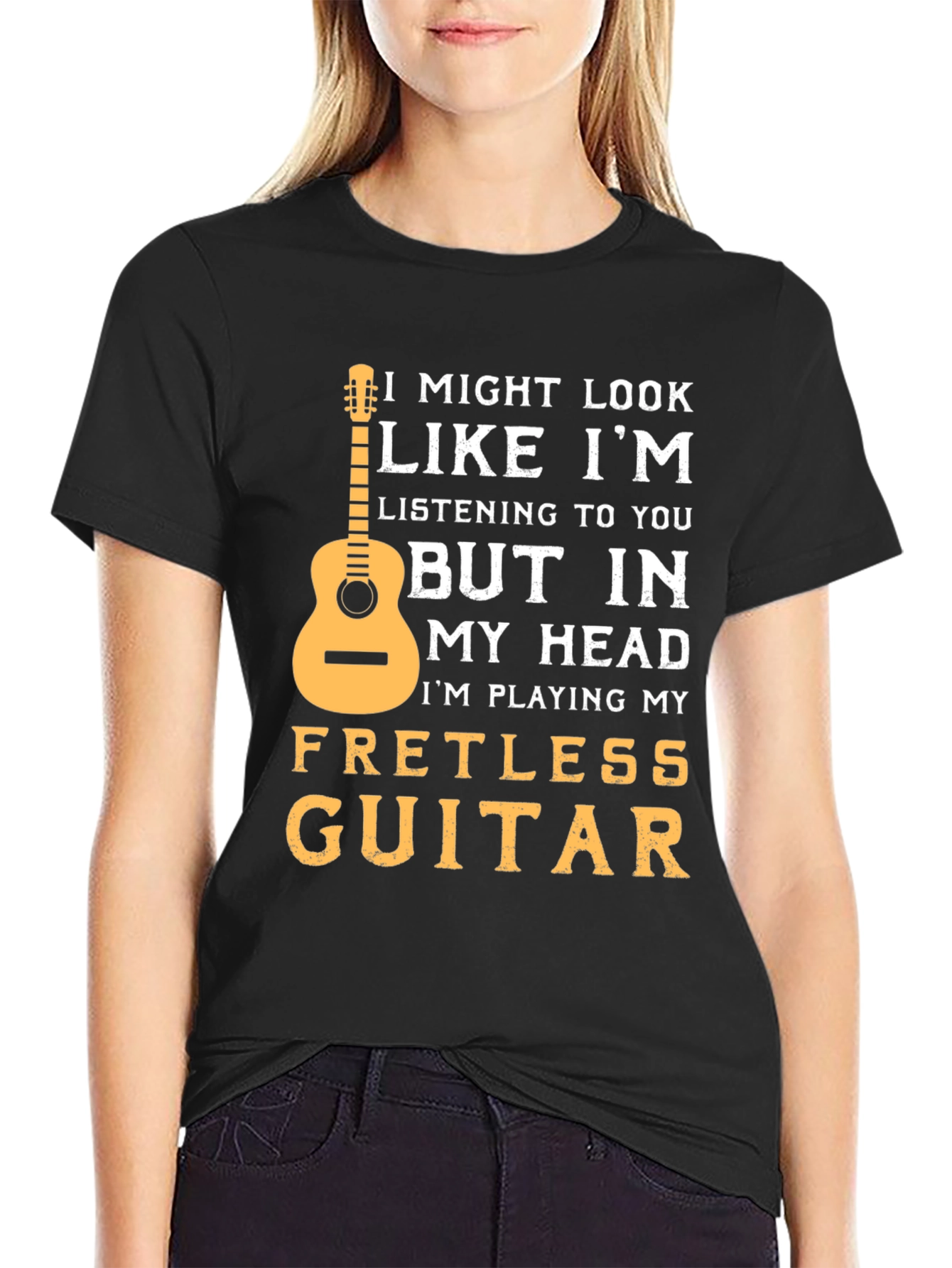 Fretless Guitar T-Shirt: Musician Novelty Tee