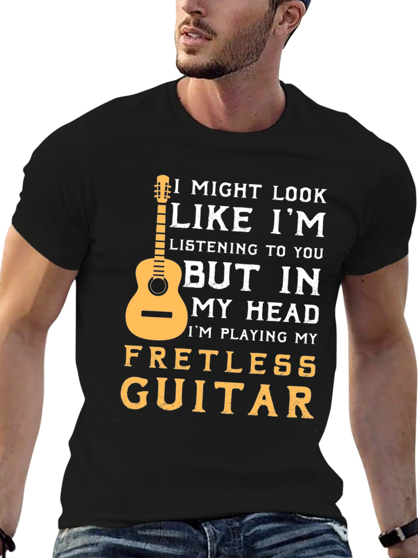 Fretless Guitar T-Shirt: Musician Novelty Tee