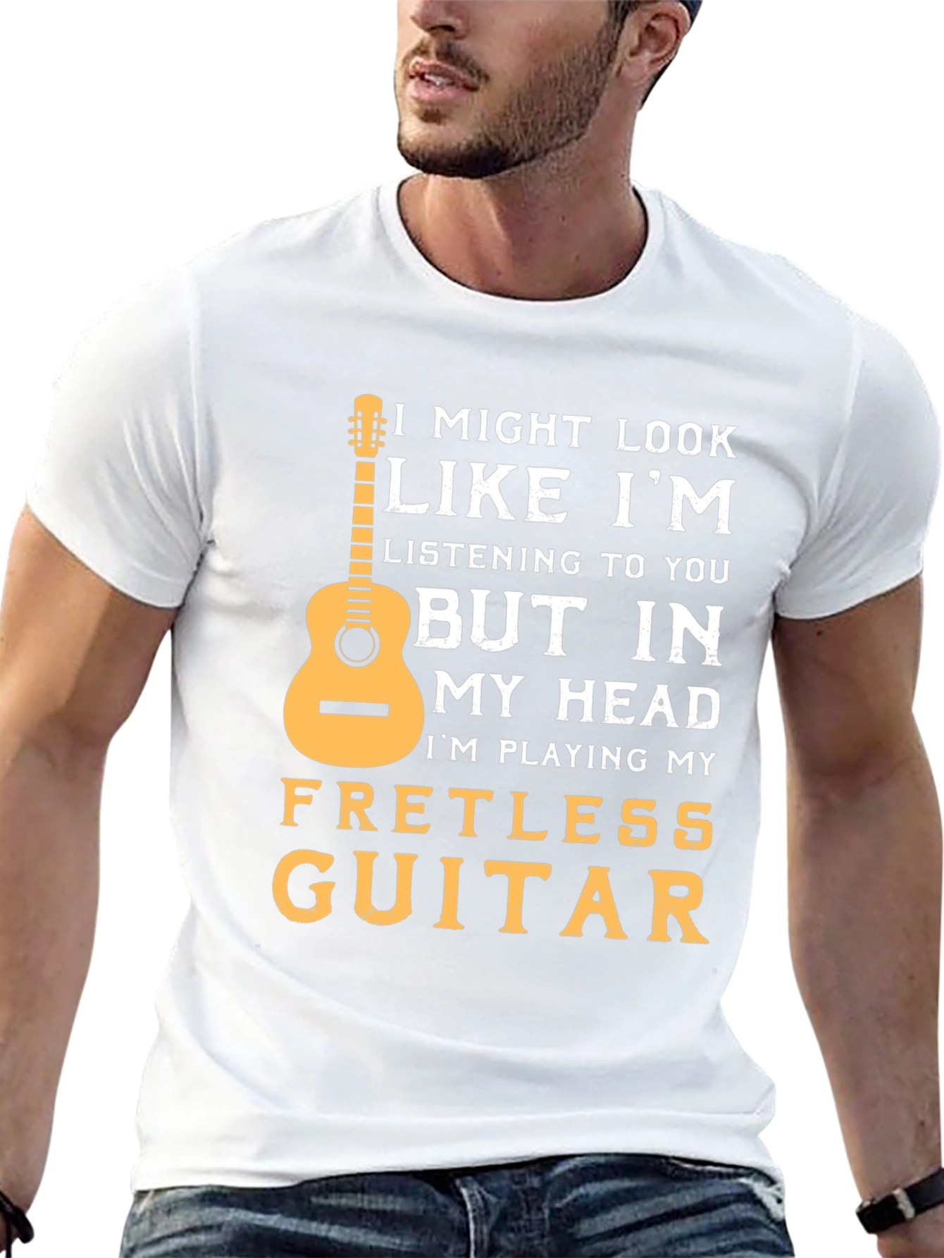 Fretless Guitar T-Shirt: Musician Novelty Tee