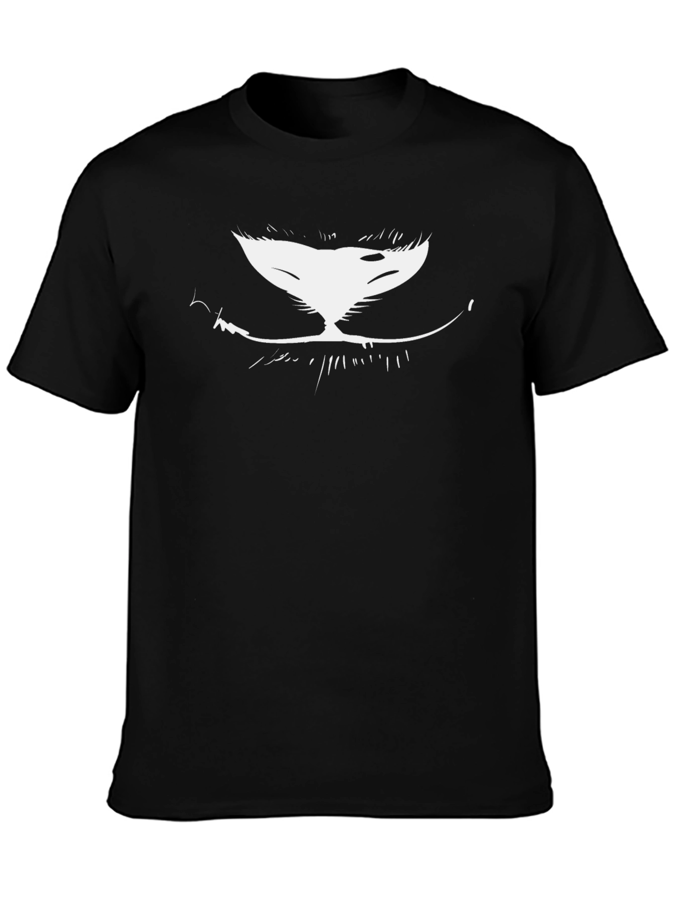 Grinning Cat Face Black T-Shirt