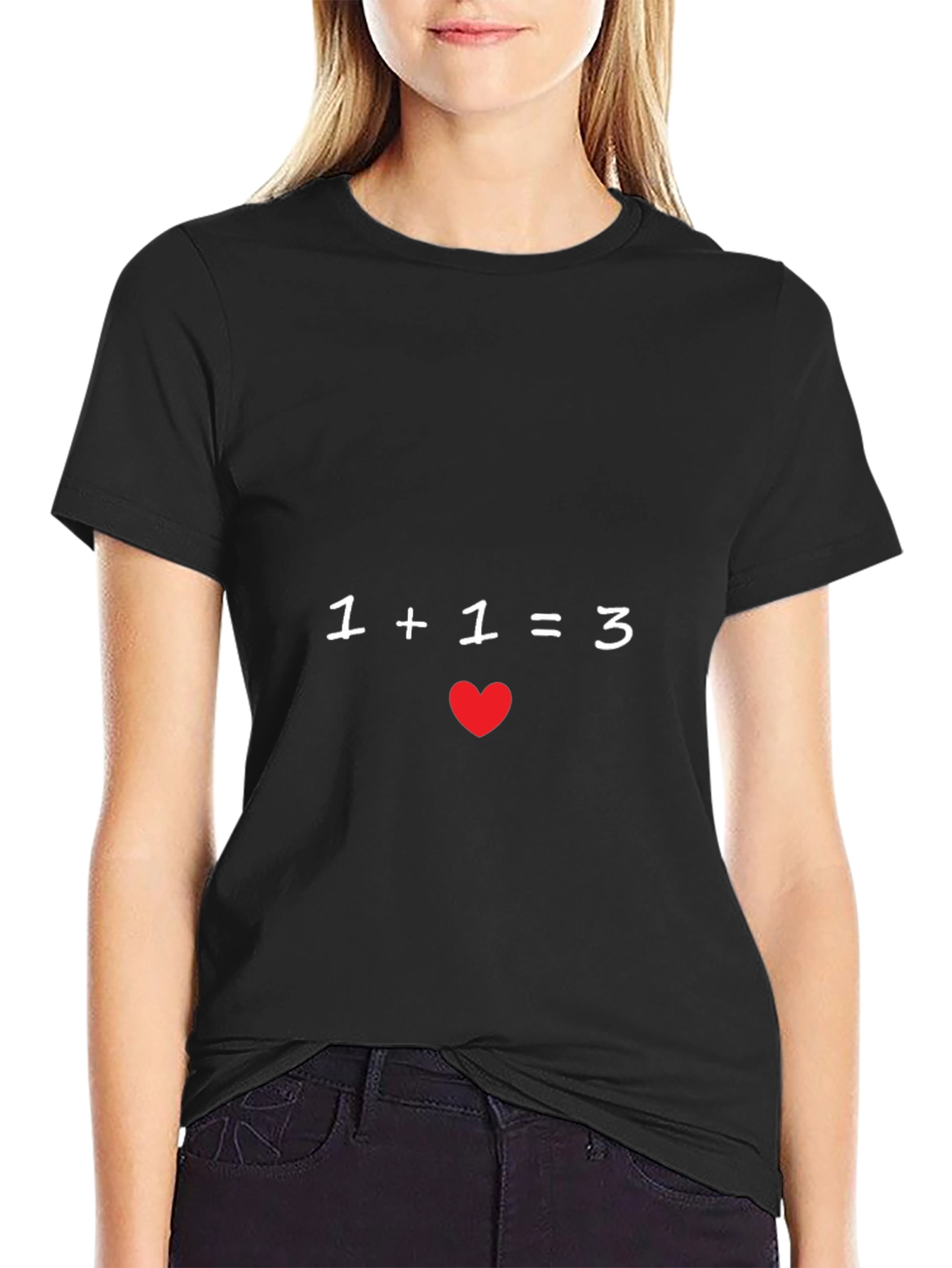 Pregnancy Announcement Tee - 1+1=3 Heart Graphic
