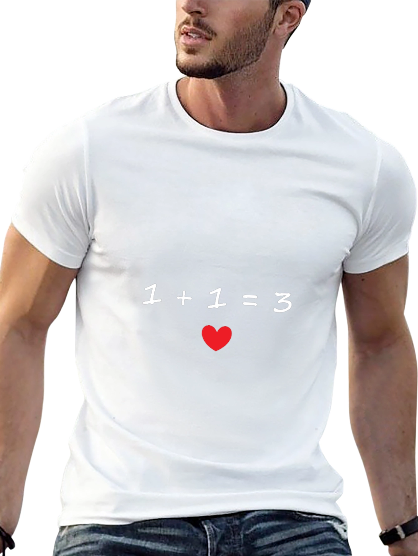 Pregnancy Announcement Tee - 1+1=3 Heart Graphic