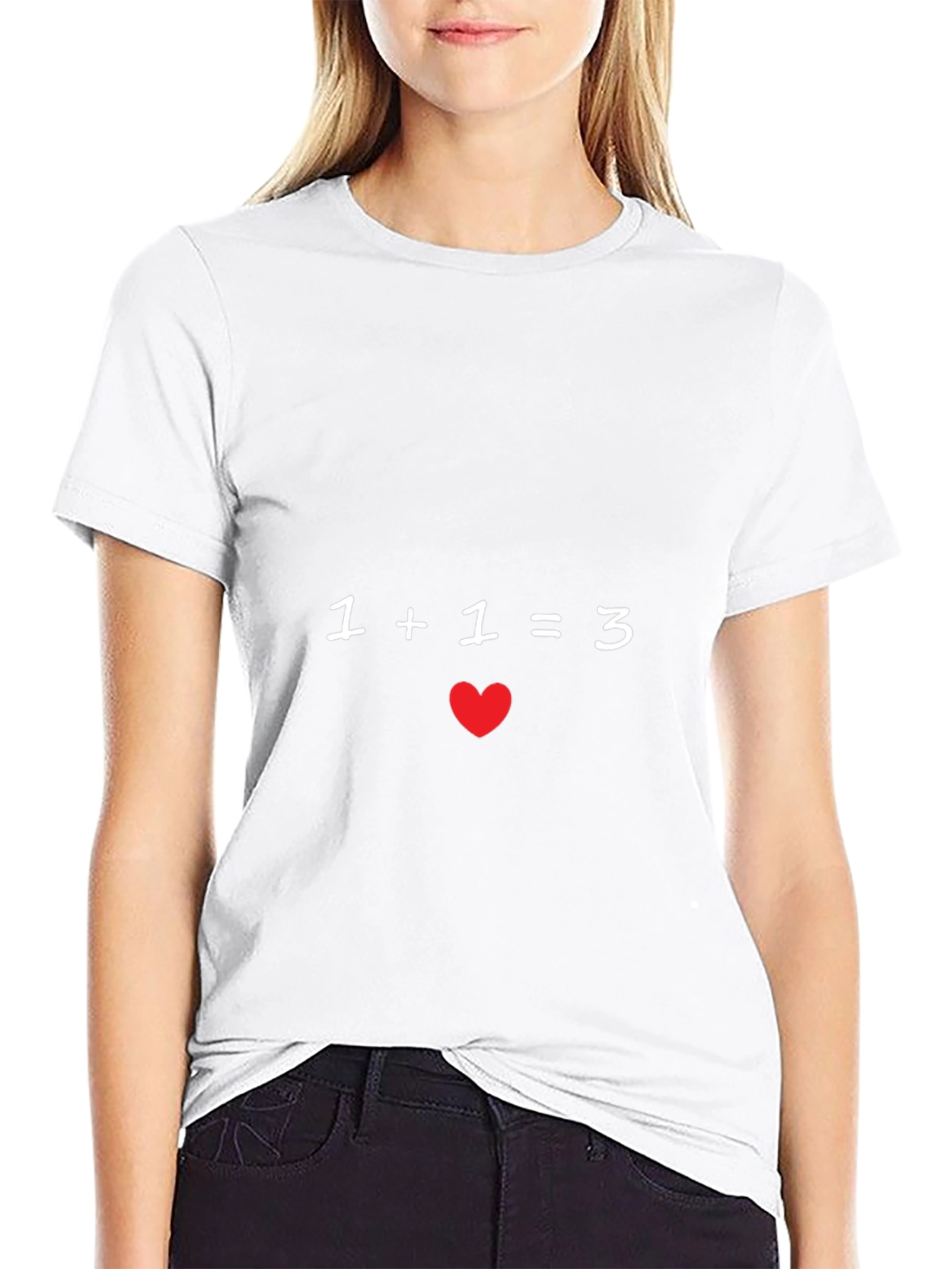 Pregnancy Announcement Tee - 1+1=3 Heart Graphic