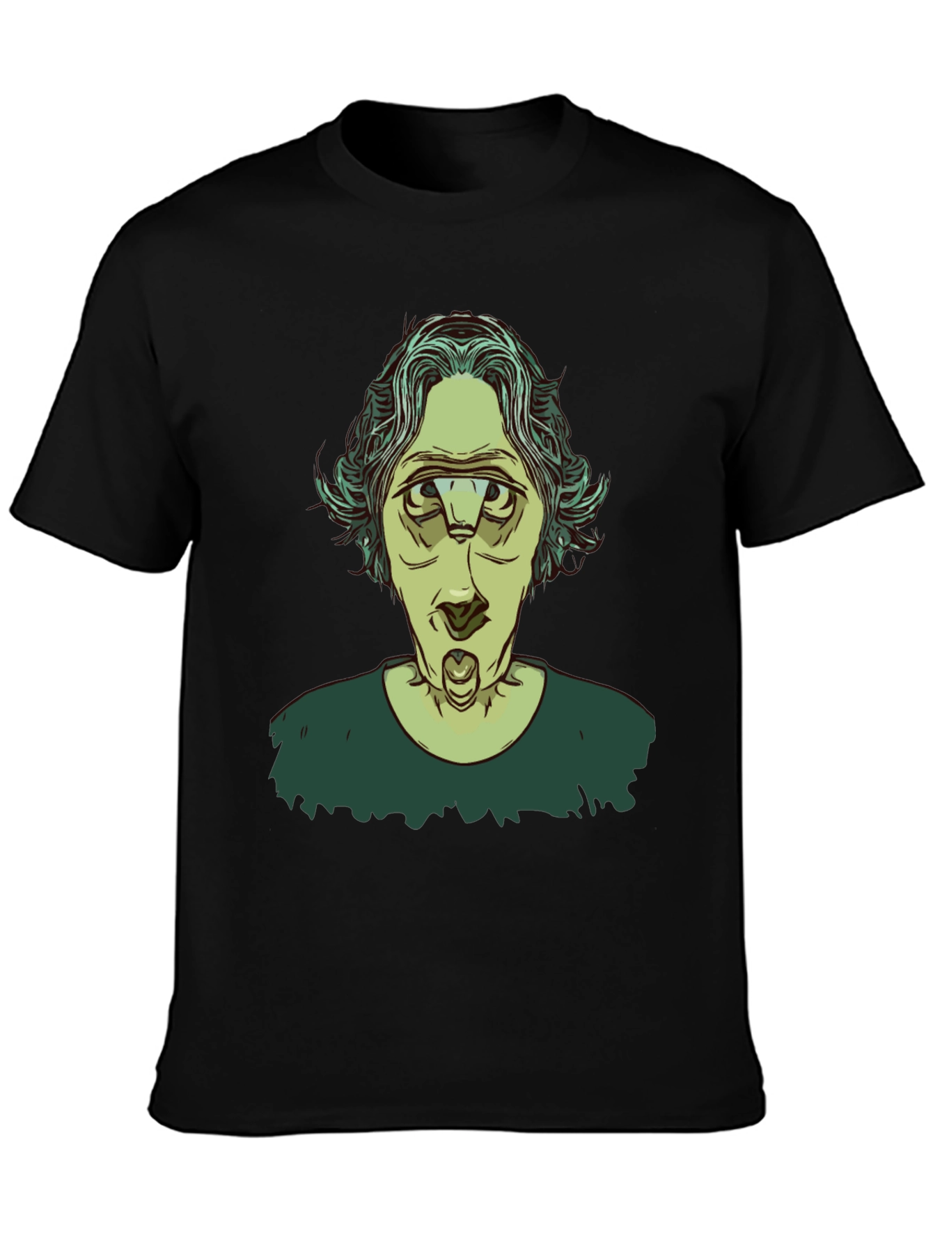 Unique Three-Eyed Character Black Graphic T-Shirt