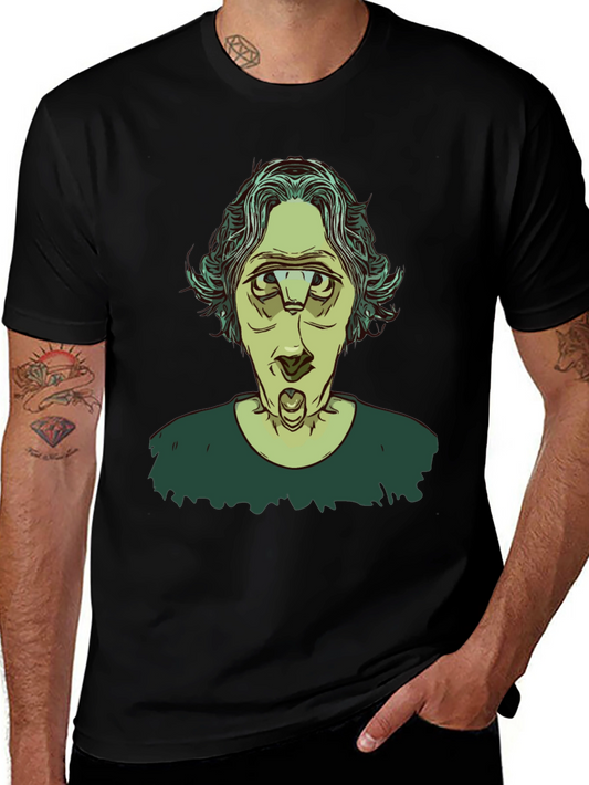 Unique Three-Eyed Character Black Graphic T-Shirt