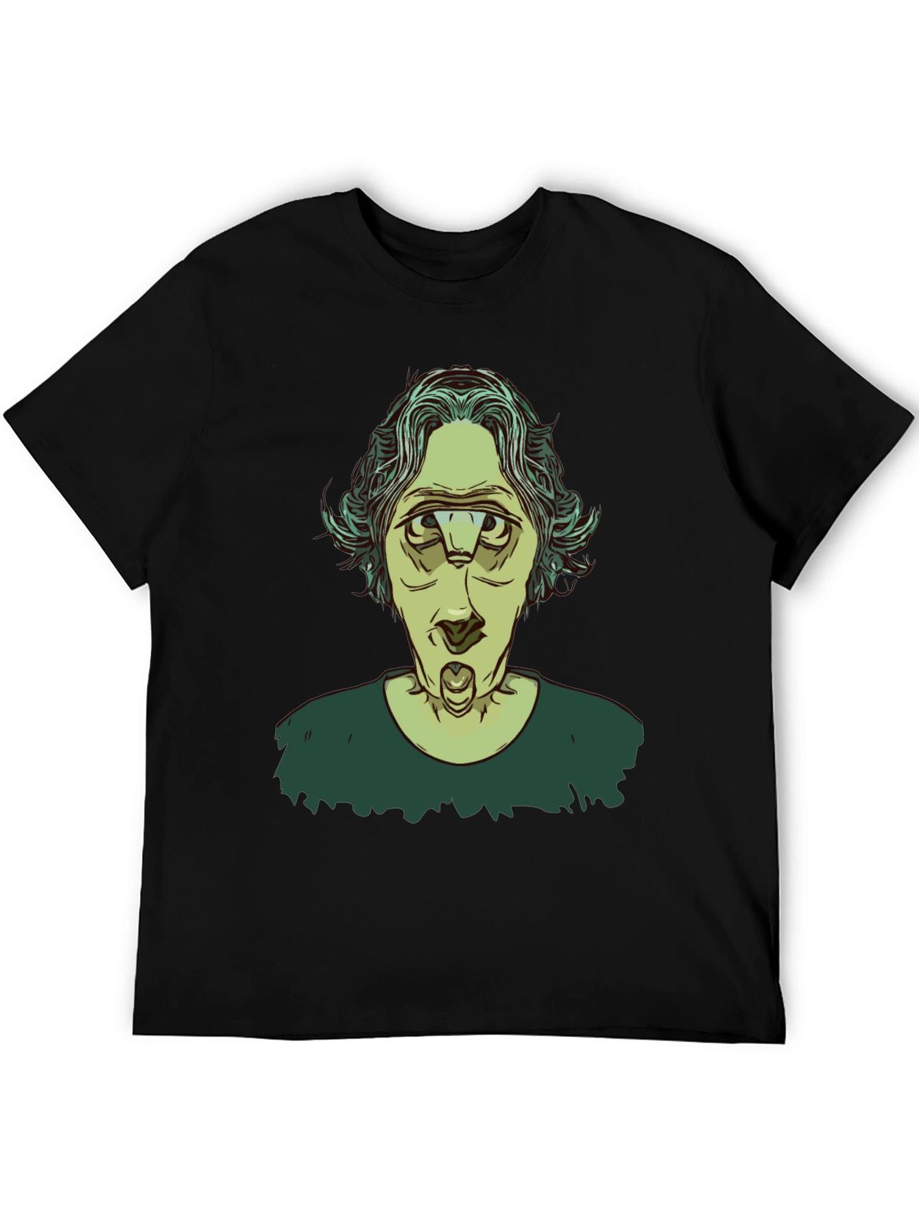 Unique Three-Eyed Character Black Graphic T-Shirt