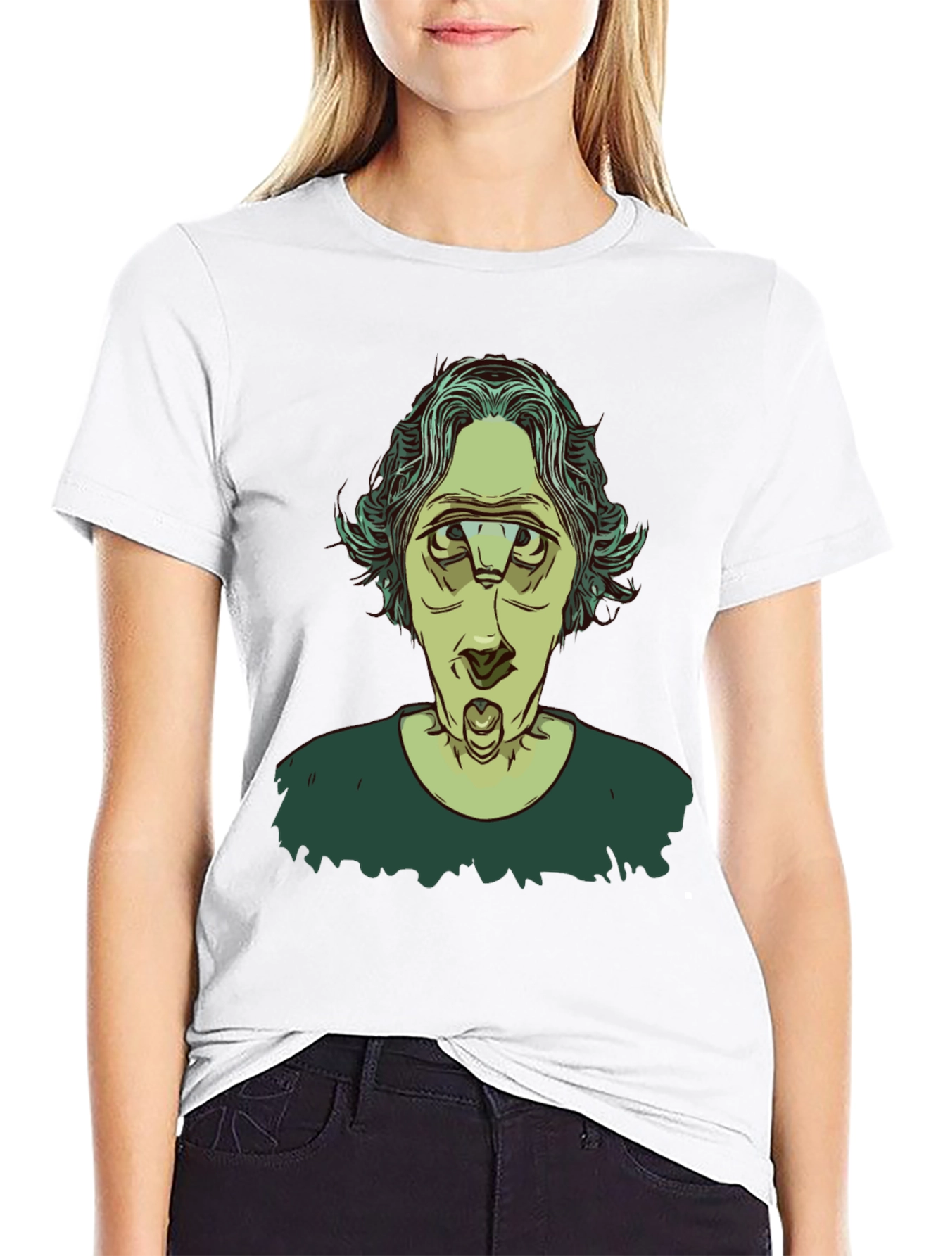 Unique Three-Eyed Character Black Graphic T-Shirt