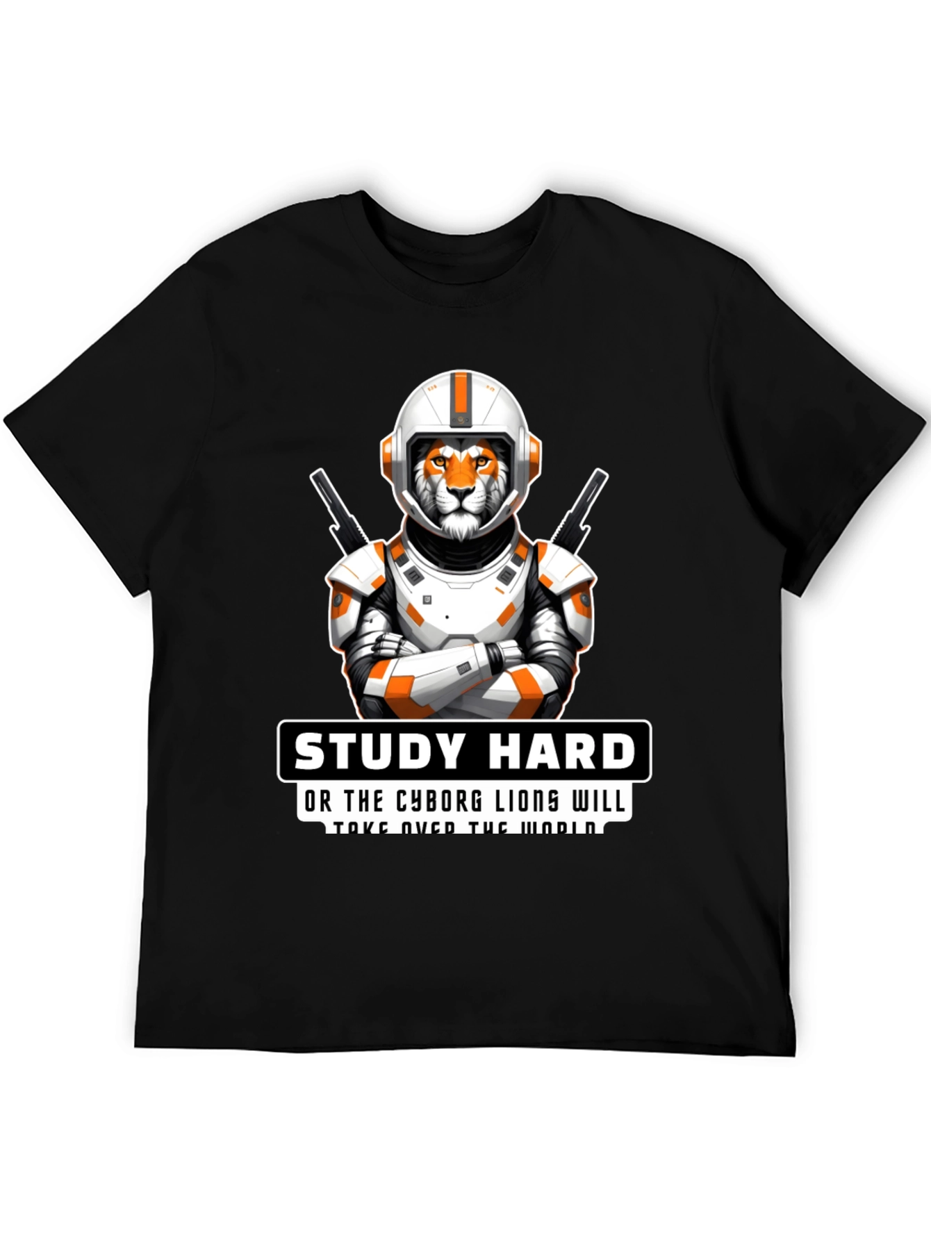 Study Hard Cyborg Lion T-Shirt