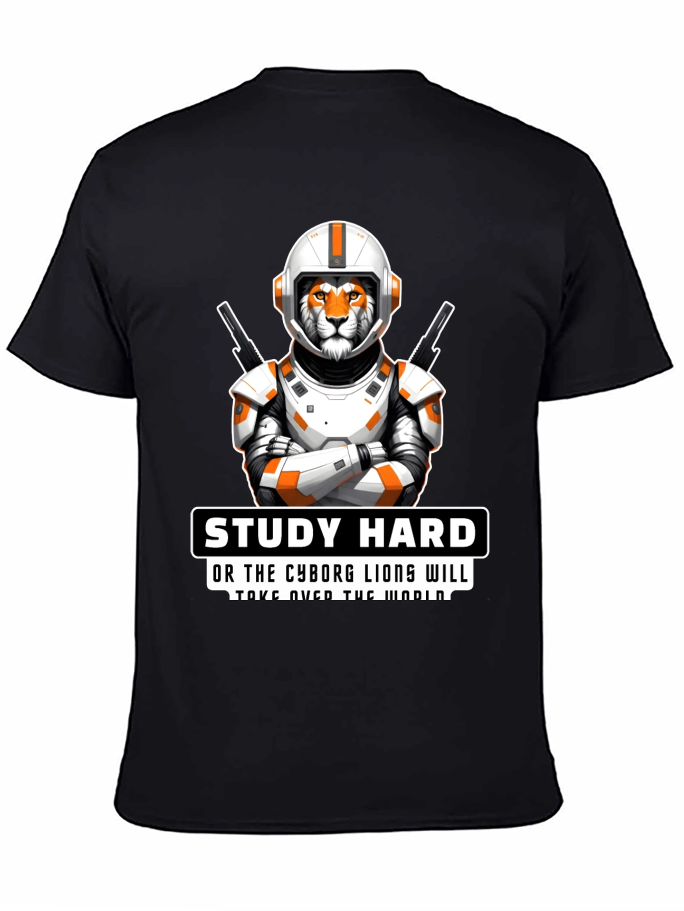 Study Hard Cyborg Lion T-Shirt