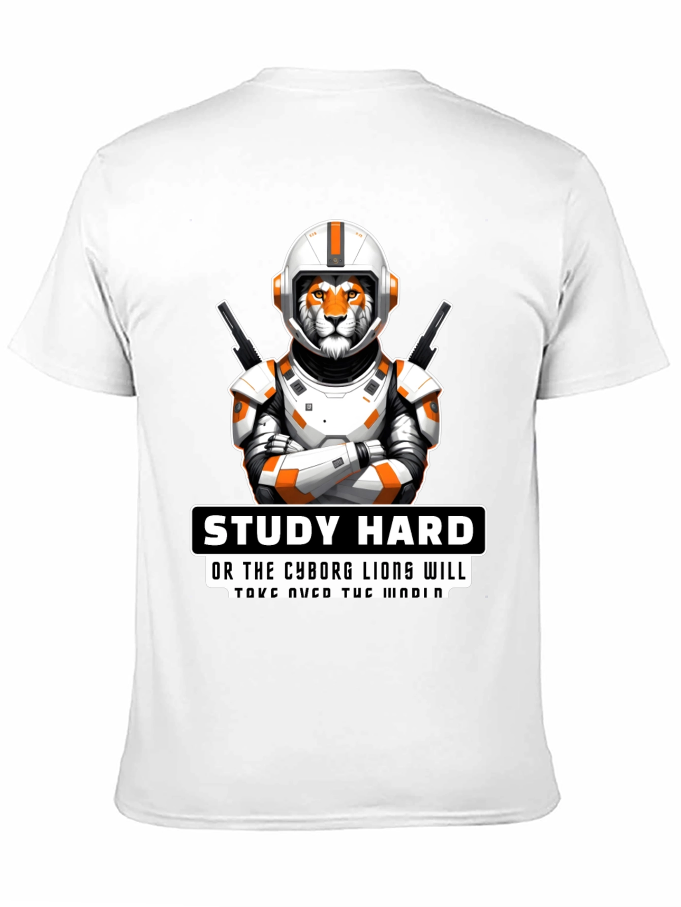 Study Hard Cyborg Lion T-Shirt