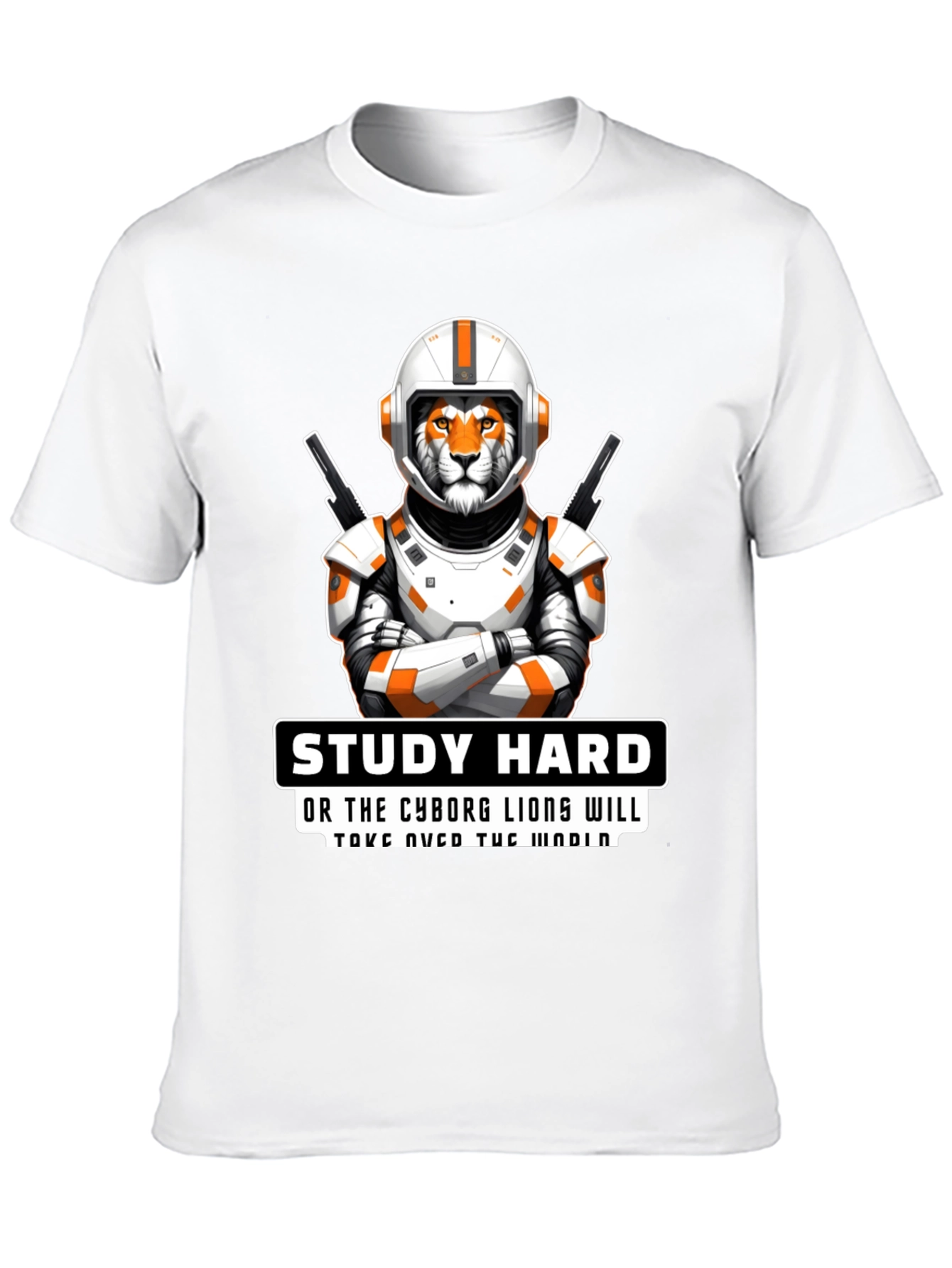 Study Hard Cyborg Lion T-Shirt