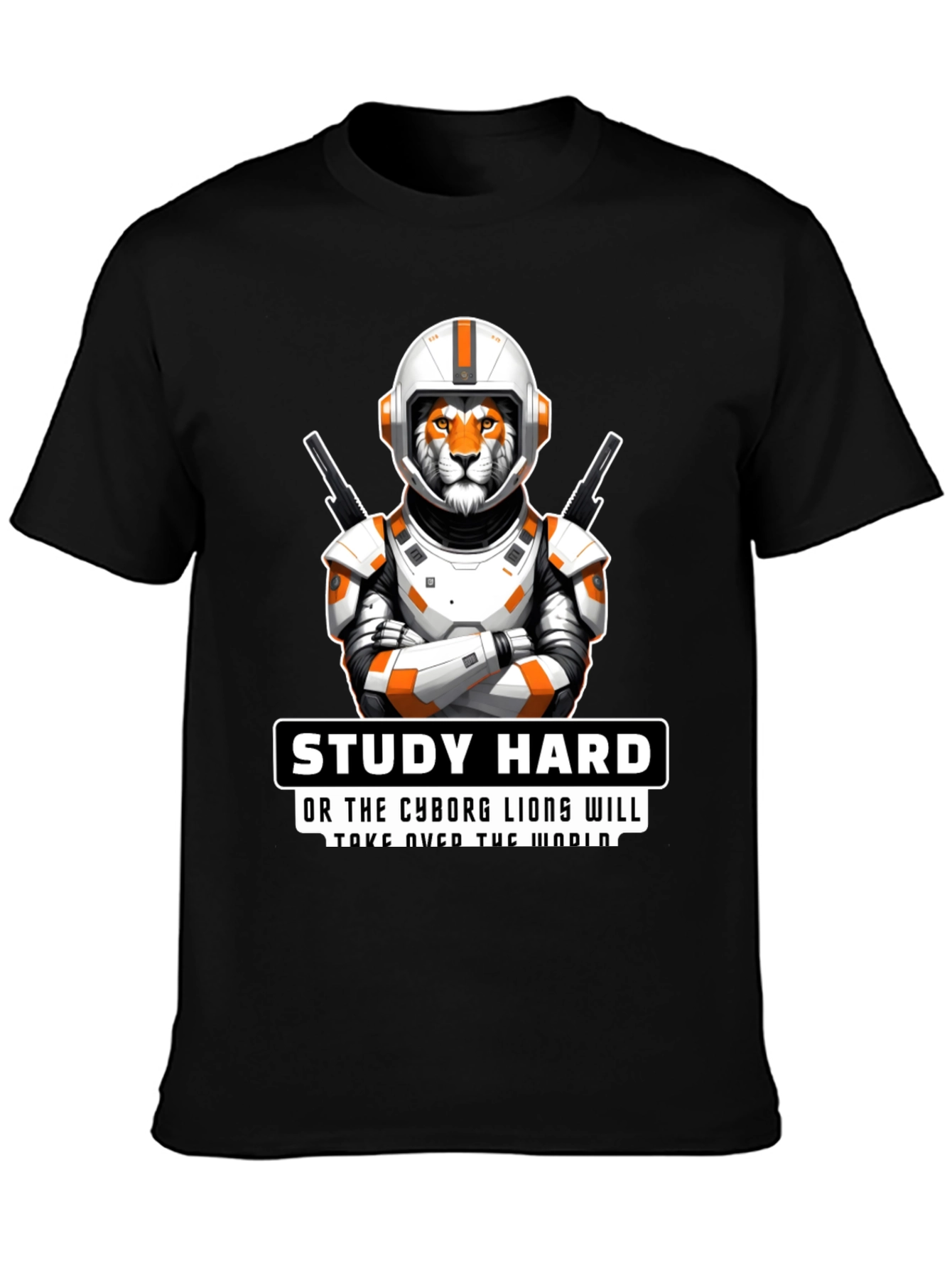 Study Hard Cyborg Lion T-Shirt