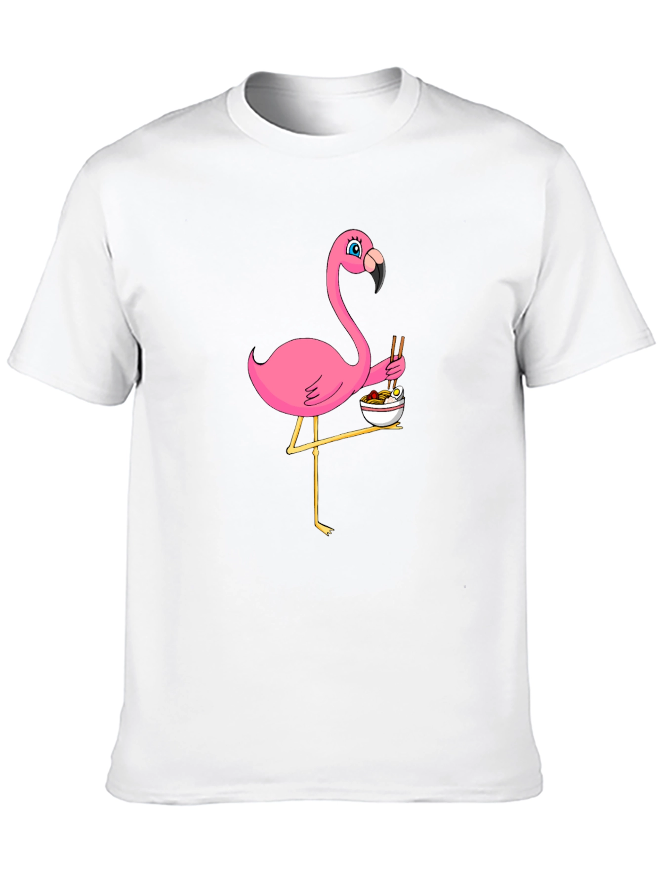 Flamingo Ramen Black T-Shirt - Whimsical Graphic Tee