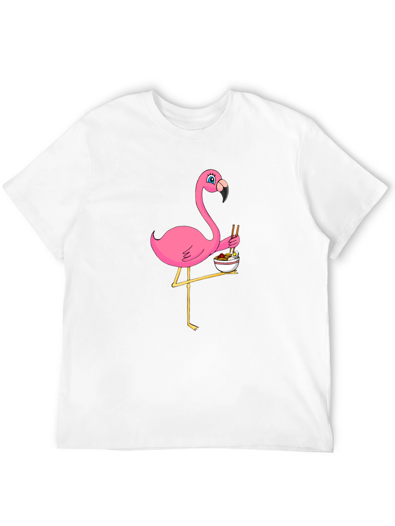 Flamingo Ramen Black T-Shirt - Whimsical Graphic Tee