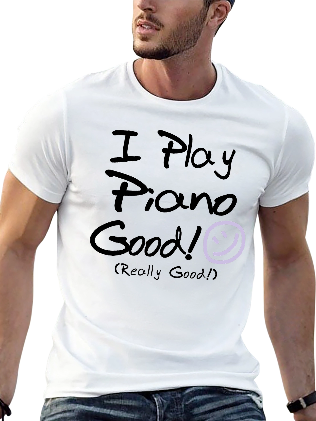 I Play Piano Good! Black Graphic T-Shirt