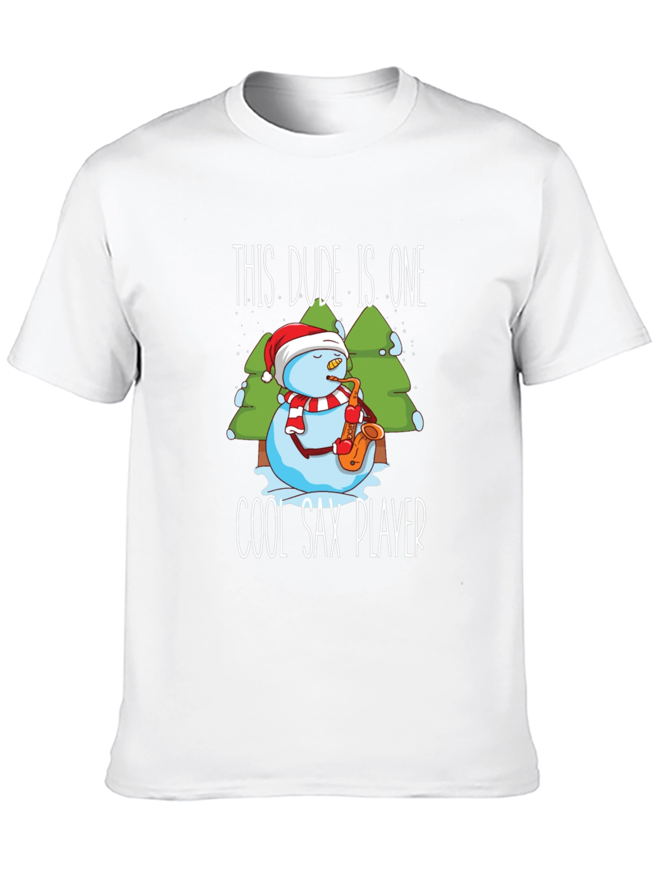 Cool Sax Player Snowman T-Shirt