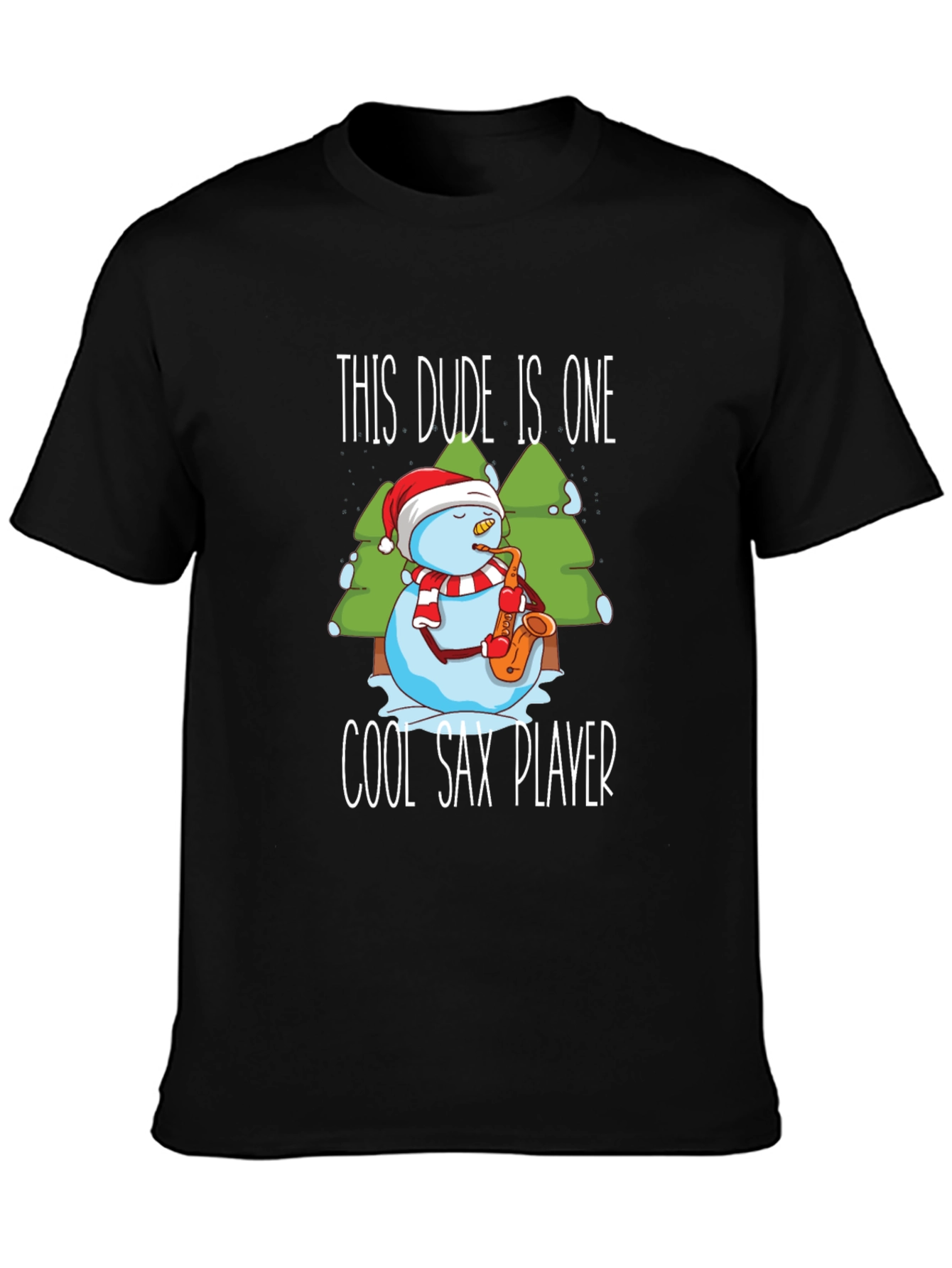 Cool Sax Player Snowman T-Shirt