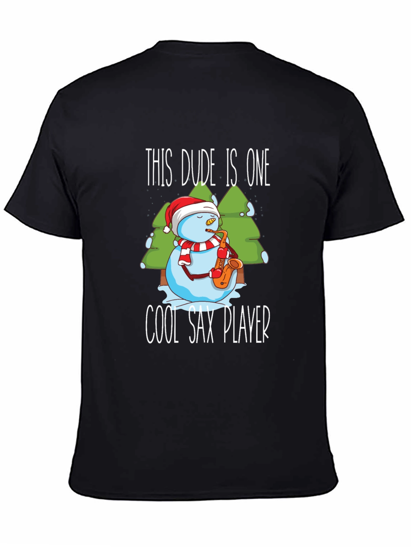 Cool Sax Player Snowman T-Shirt