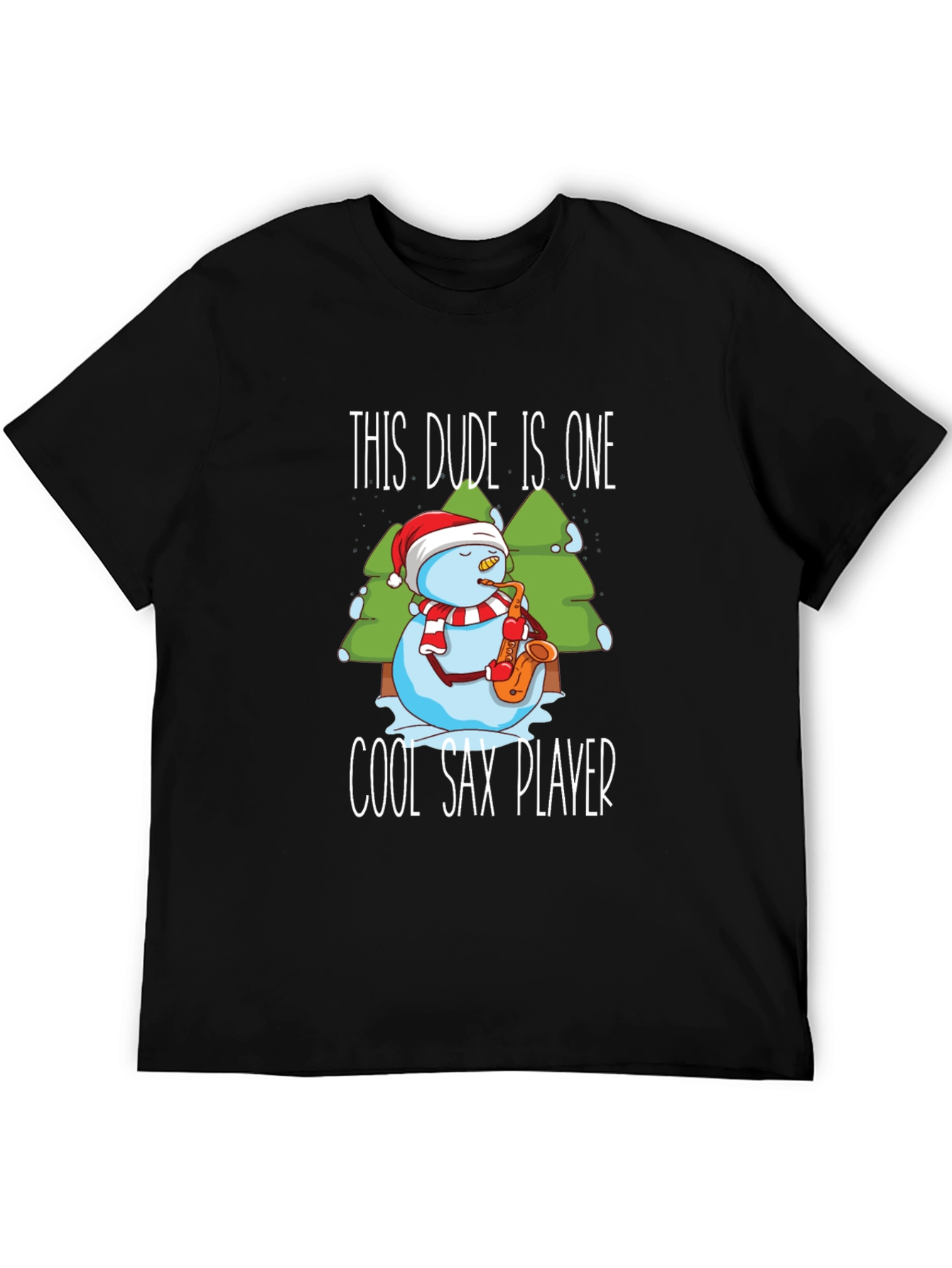 Cool Sax Player Snowman T-Shirt