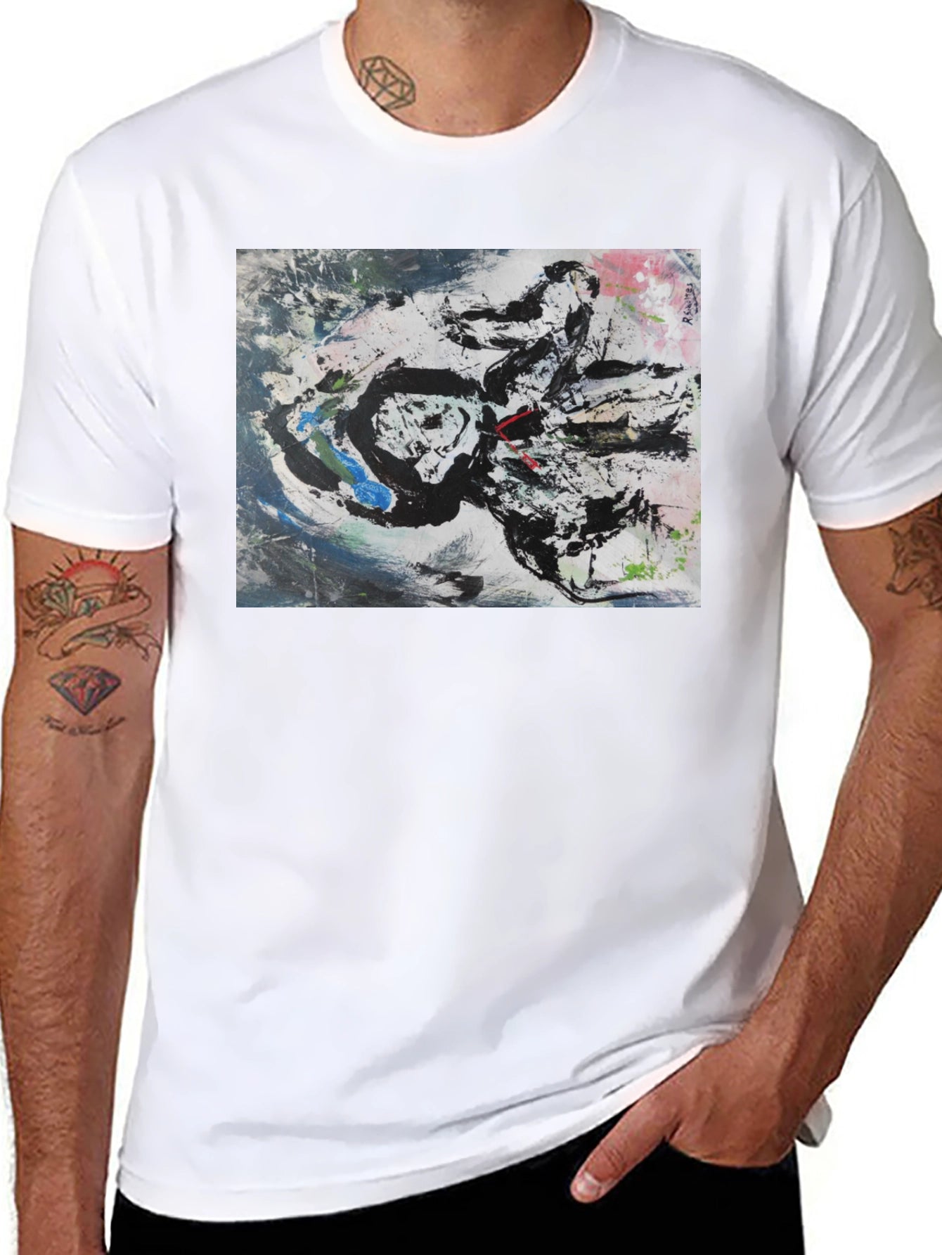 Abstract Art Graphic Tee - Black