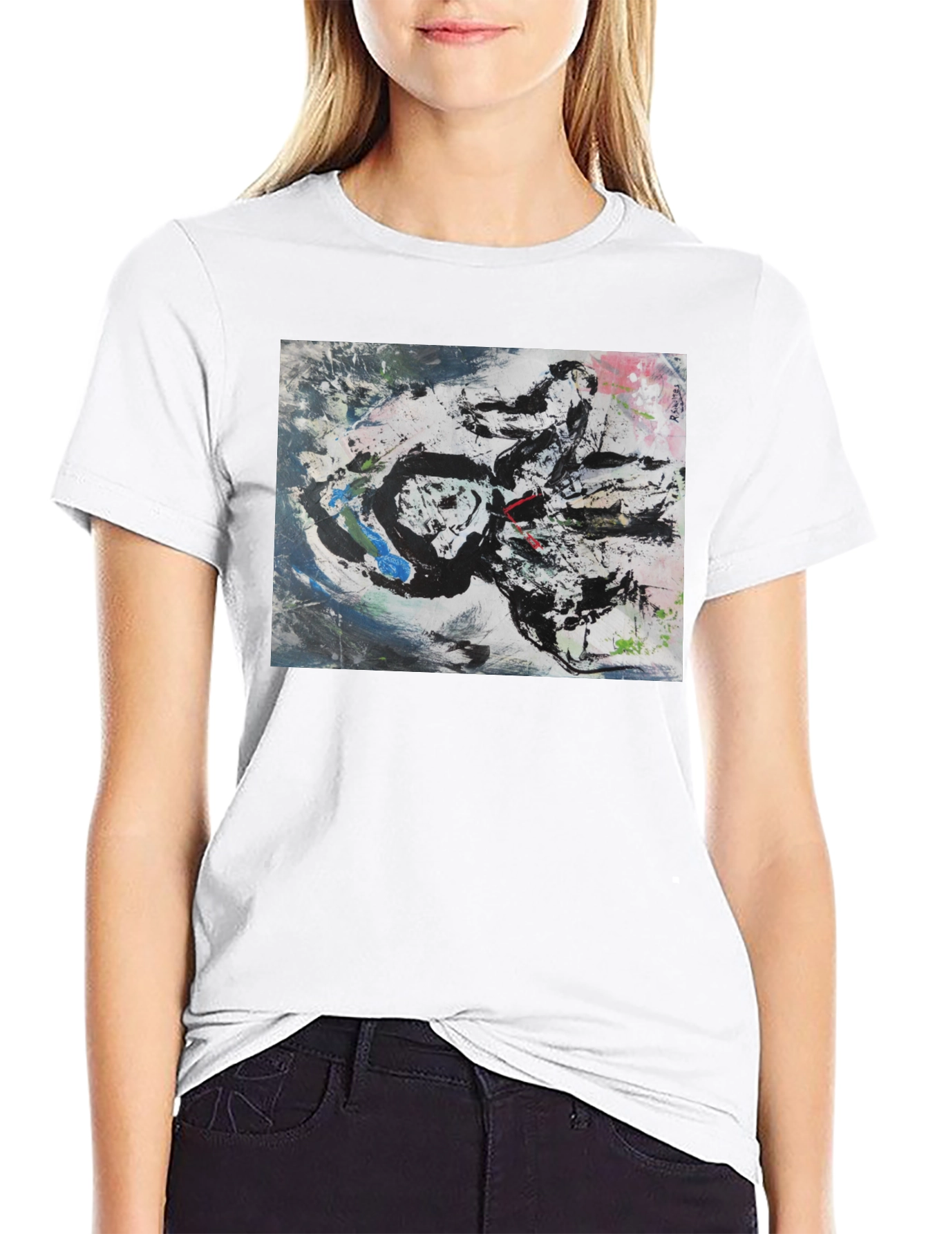Abstract Art Graphic Tee - Black