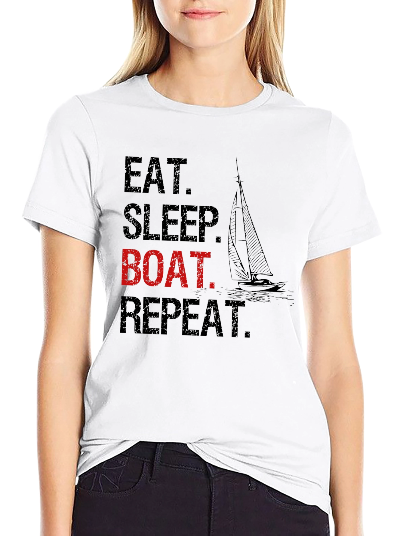 Eat Sleep Boat Repeat T-Shirt - Boating Lifestyle Tee